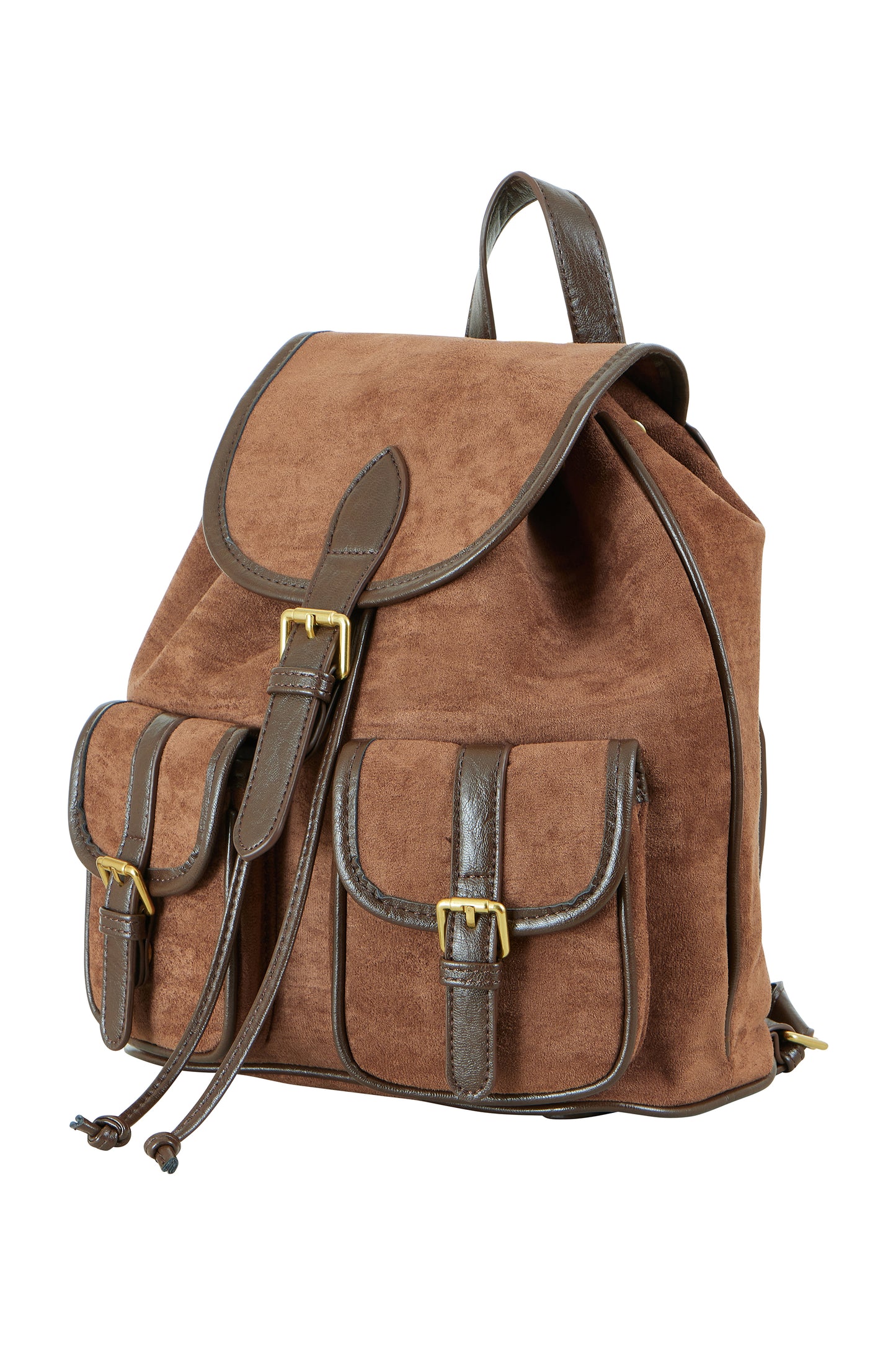 Yumi Tan Faux Suede Pocket Rucksack ACC BAGS Yumi