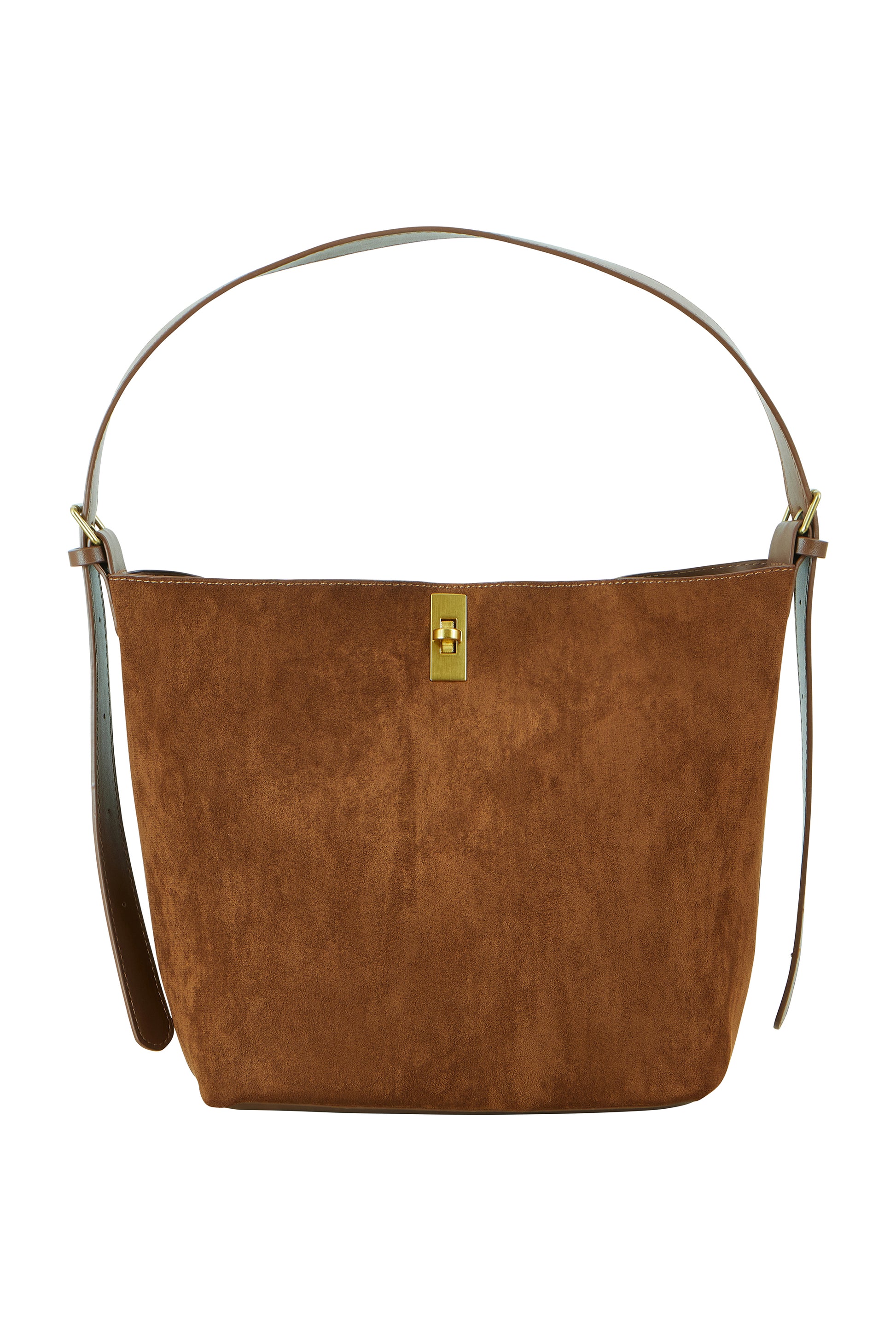 Yumi Tan Faux Suede Bag With Inside Pouch ACC BAGS Yumi