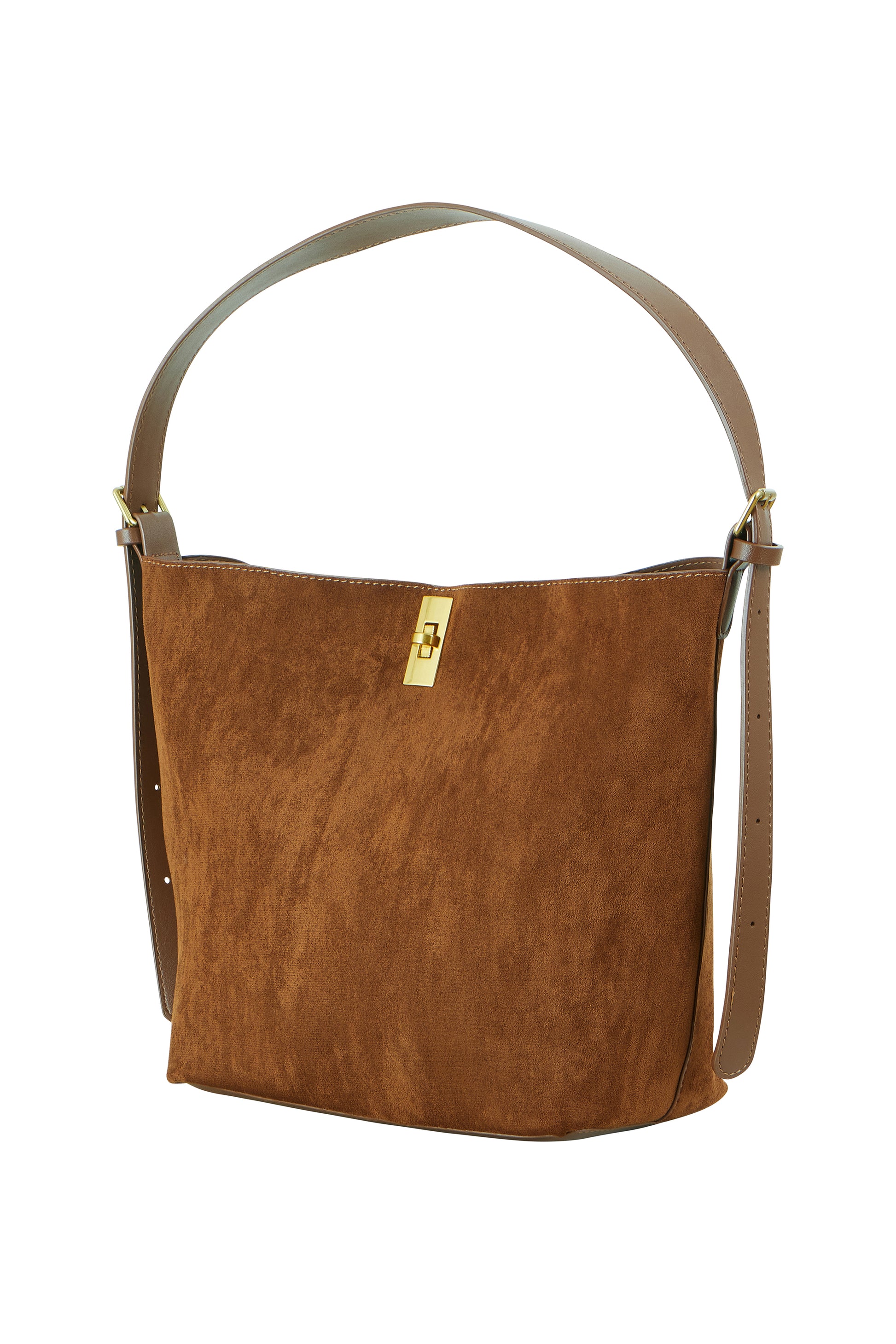 Yumi Tan Faux Suede Bag With Inside Pouch ACC BAGS Yumi