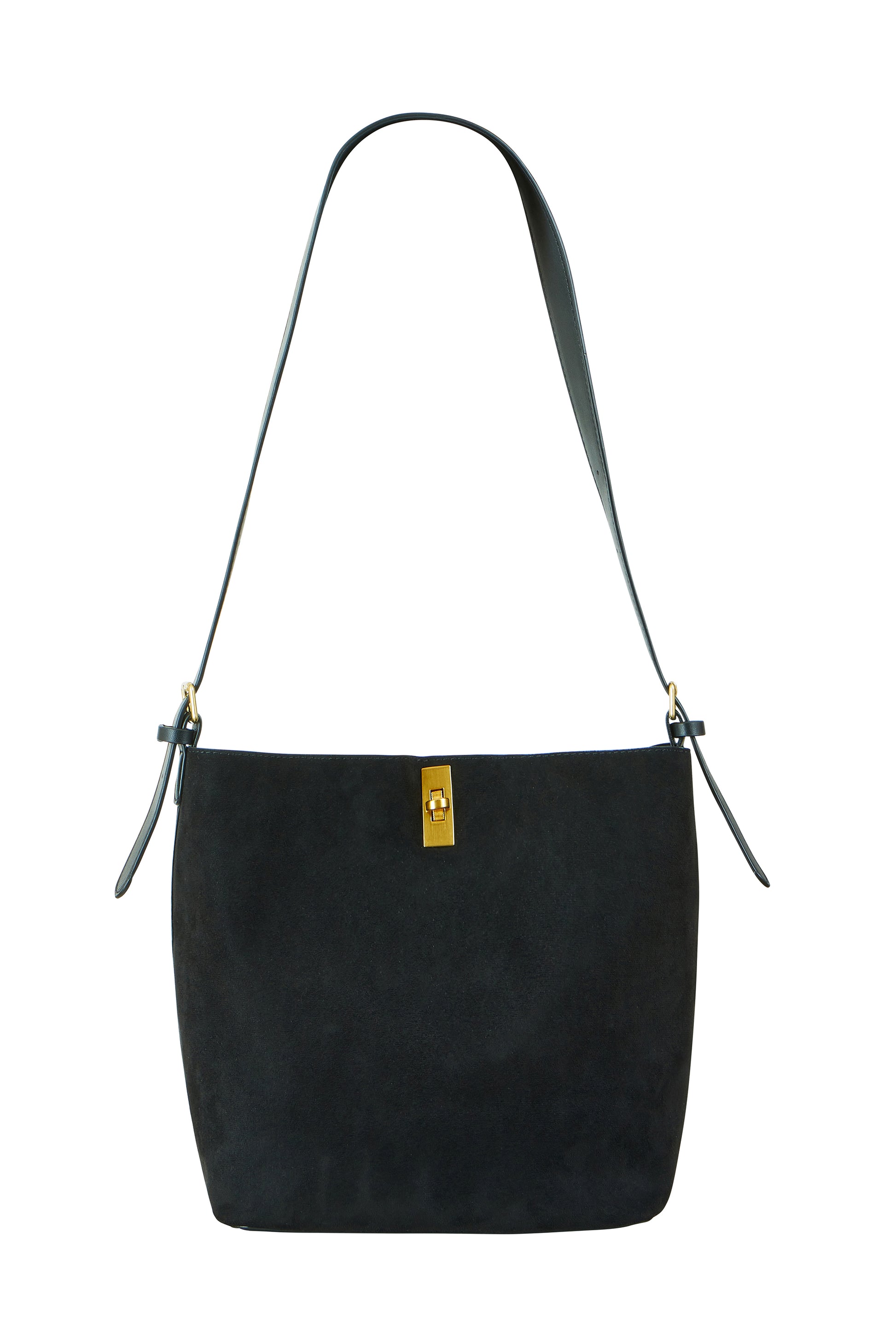 Yumi Black Faux Suede Bag With Inside Pouch ACC BAGS Yumi