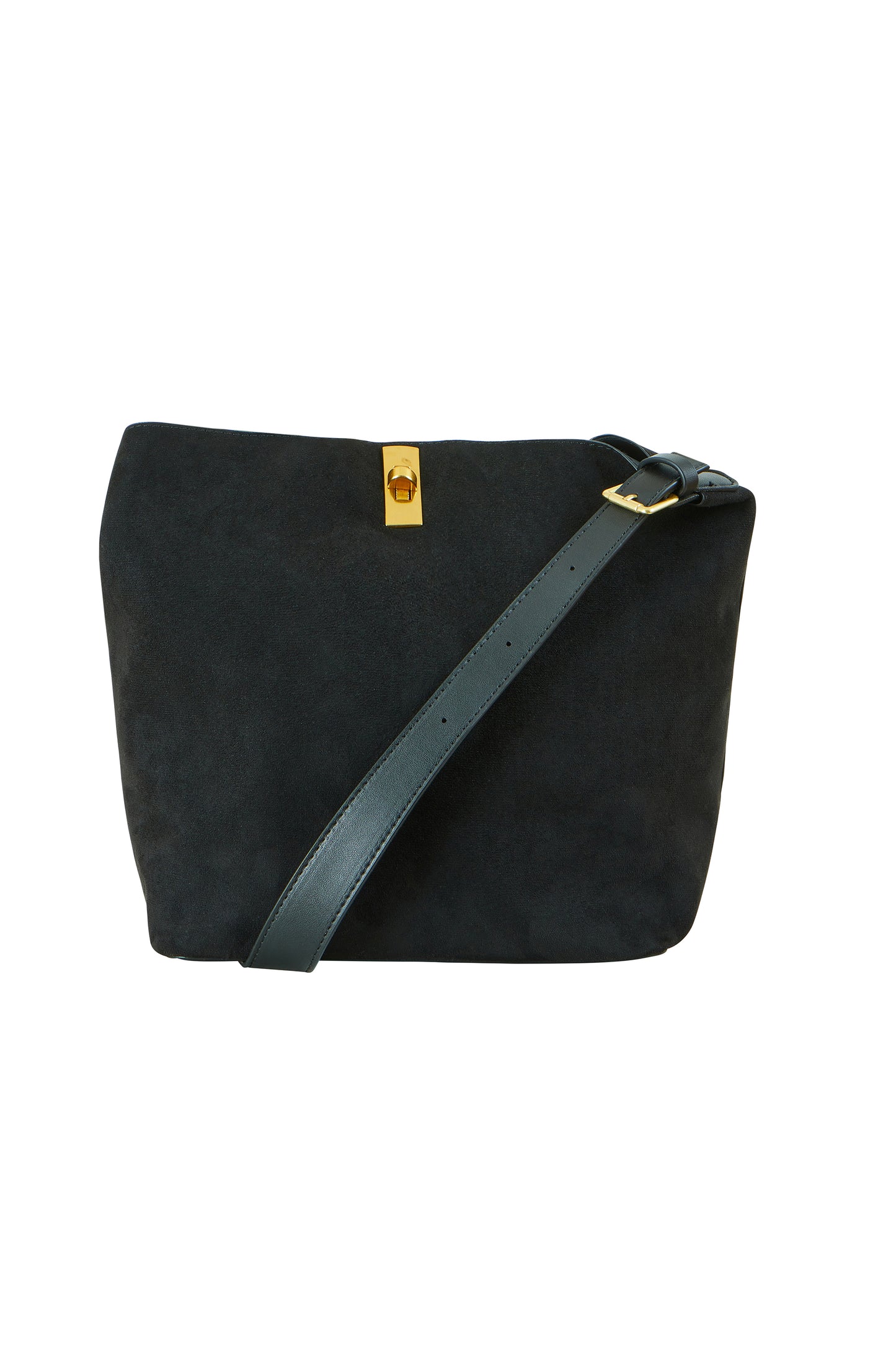 Yumi Black Faux Suede Bag With Inside Pouch ACC BAGS Yumi