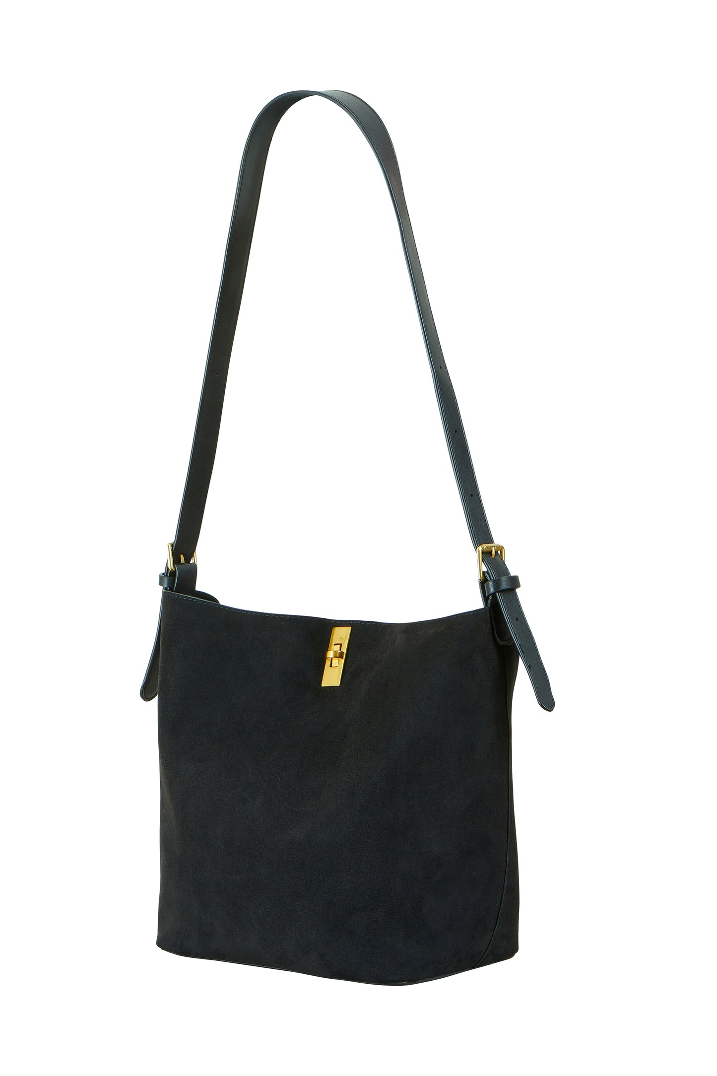 Yumi Black Faux Suede Bag With Inside Pouch ACC BAGS Yumi