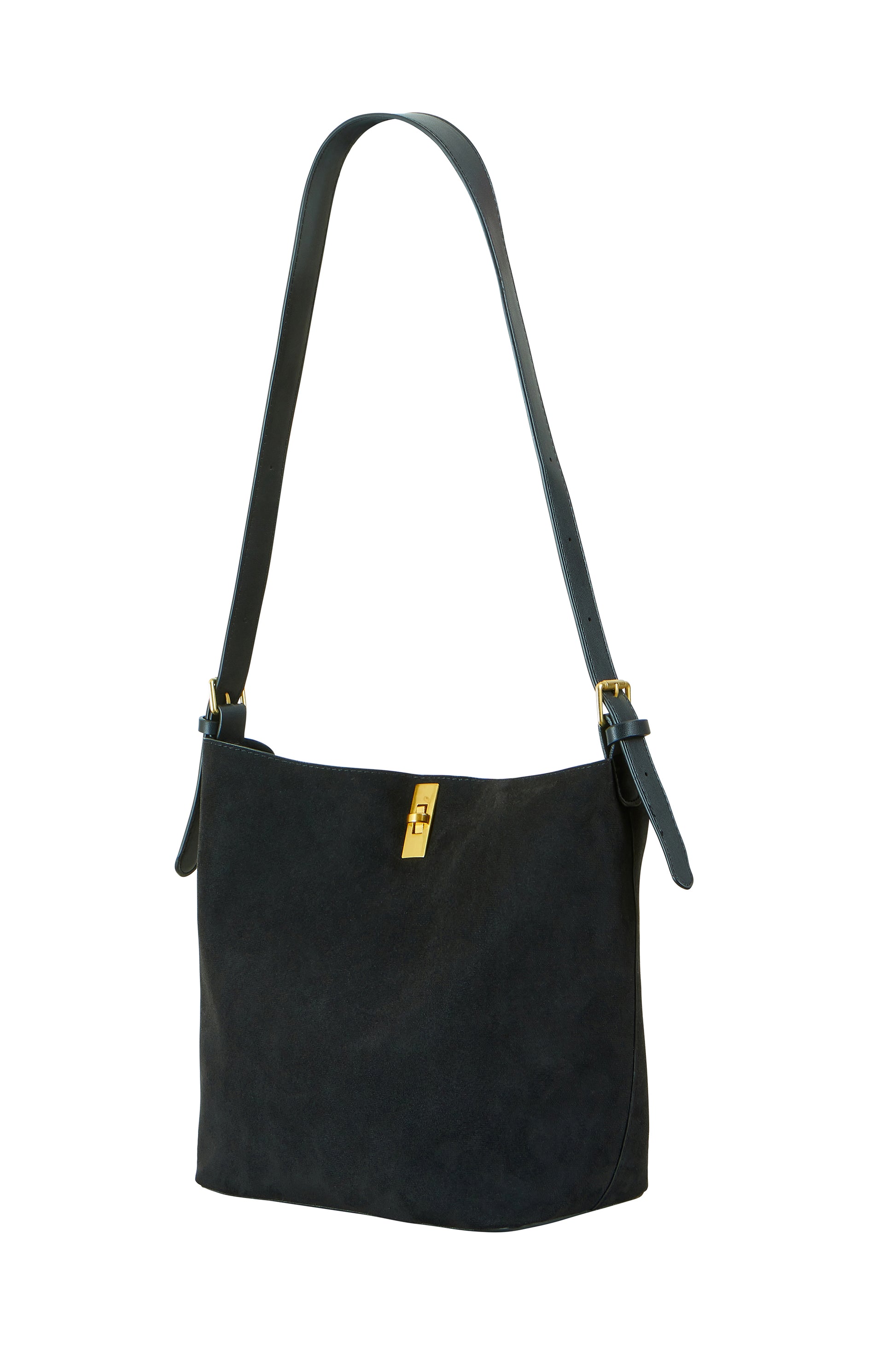 Yumi Black Faux Suede Bag With Inside Pouch ACC BAGS Yumi