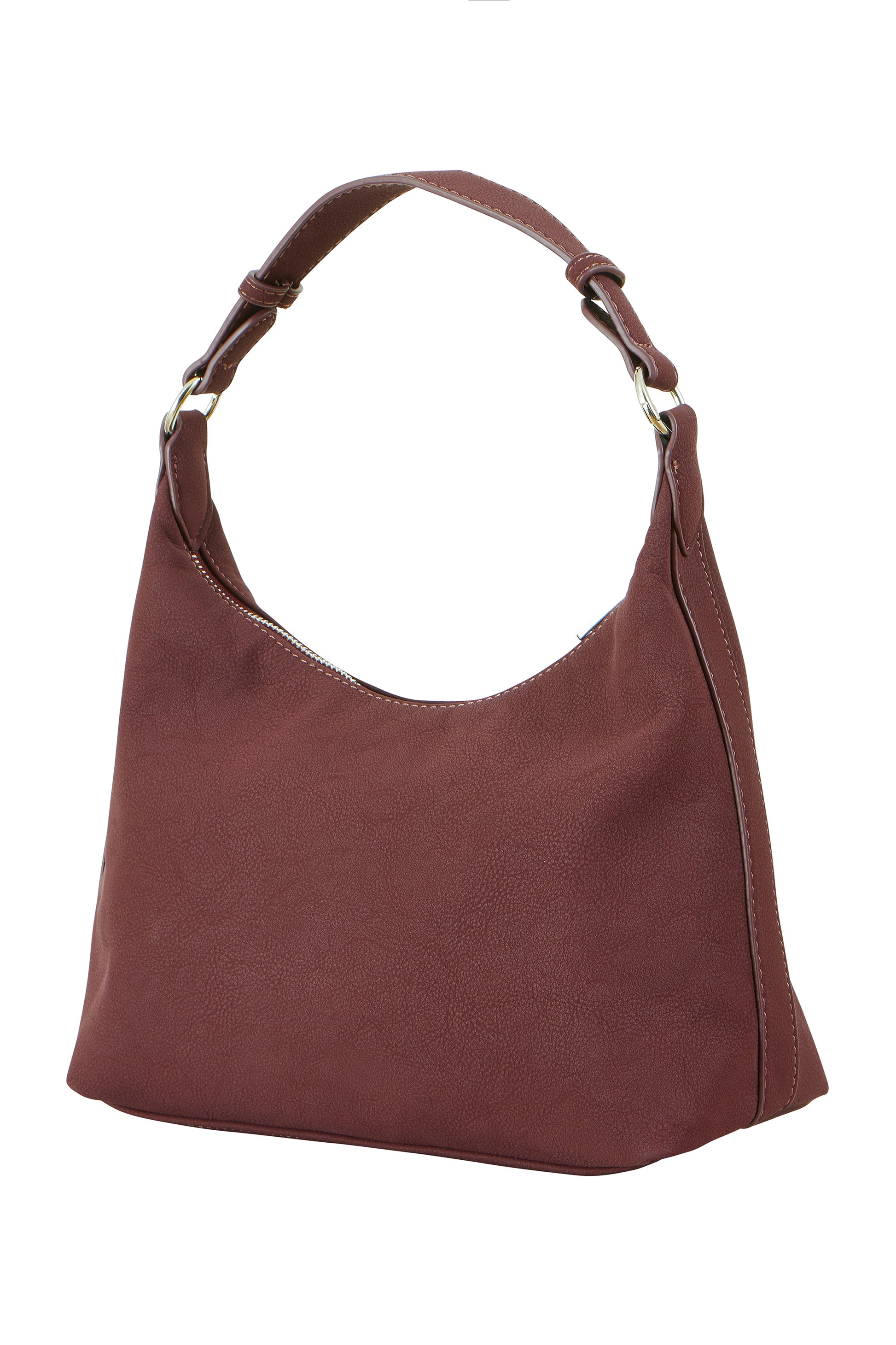 Yumi Burgundy Shoulder Bag With Buckle Strap ACC BAGS Yumi