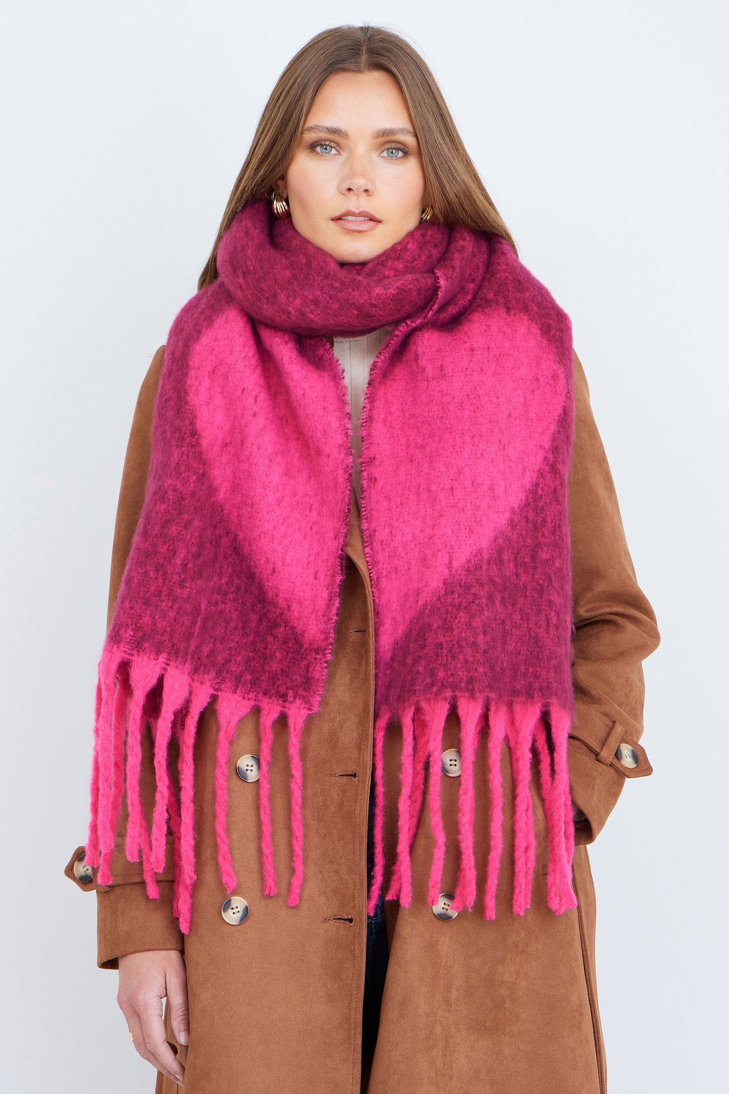 Yumi Pink Heart Super Fluffy Scarf ACC SCARF Yumi