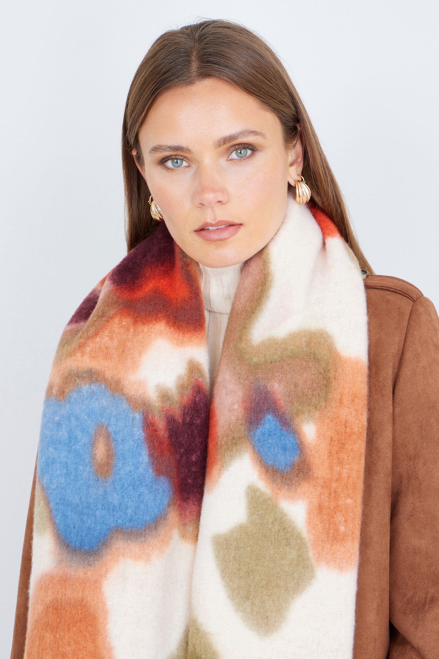 Yumi Multi Colour Swirl Fluffy Scarf ACC SCARF Yumi