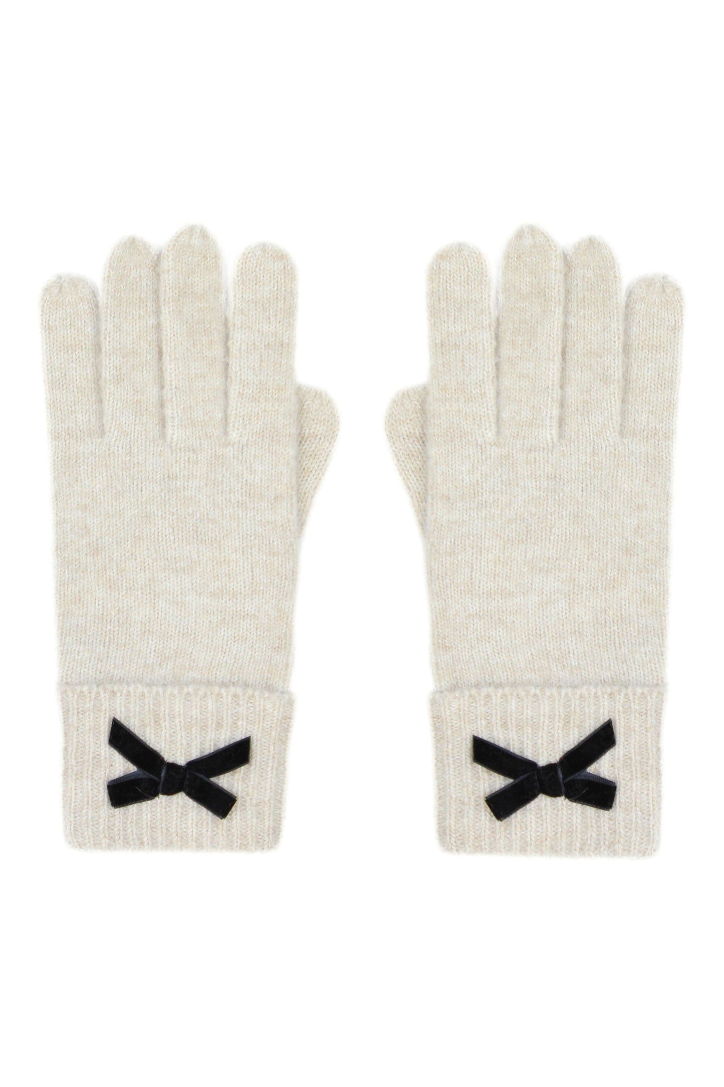 Yumi Oatmeal Bow Knitted Gloves ACC GLOVES Yumi
