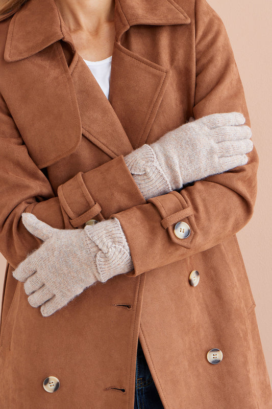 Yumi Oatmeal Twist Bow Gloves ACC GLOVES Yumi