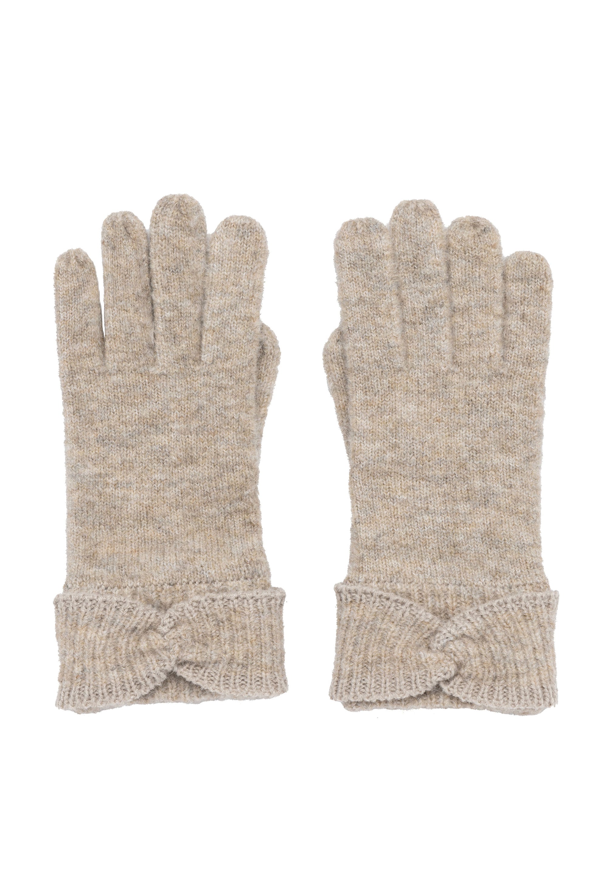 Yumi Oatmeal Twist Bow Gloves ACC GLOVES Yumi