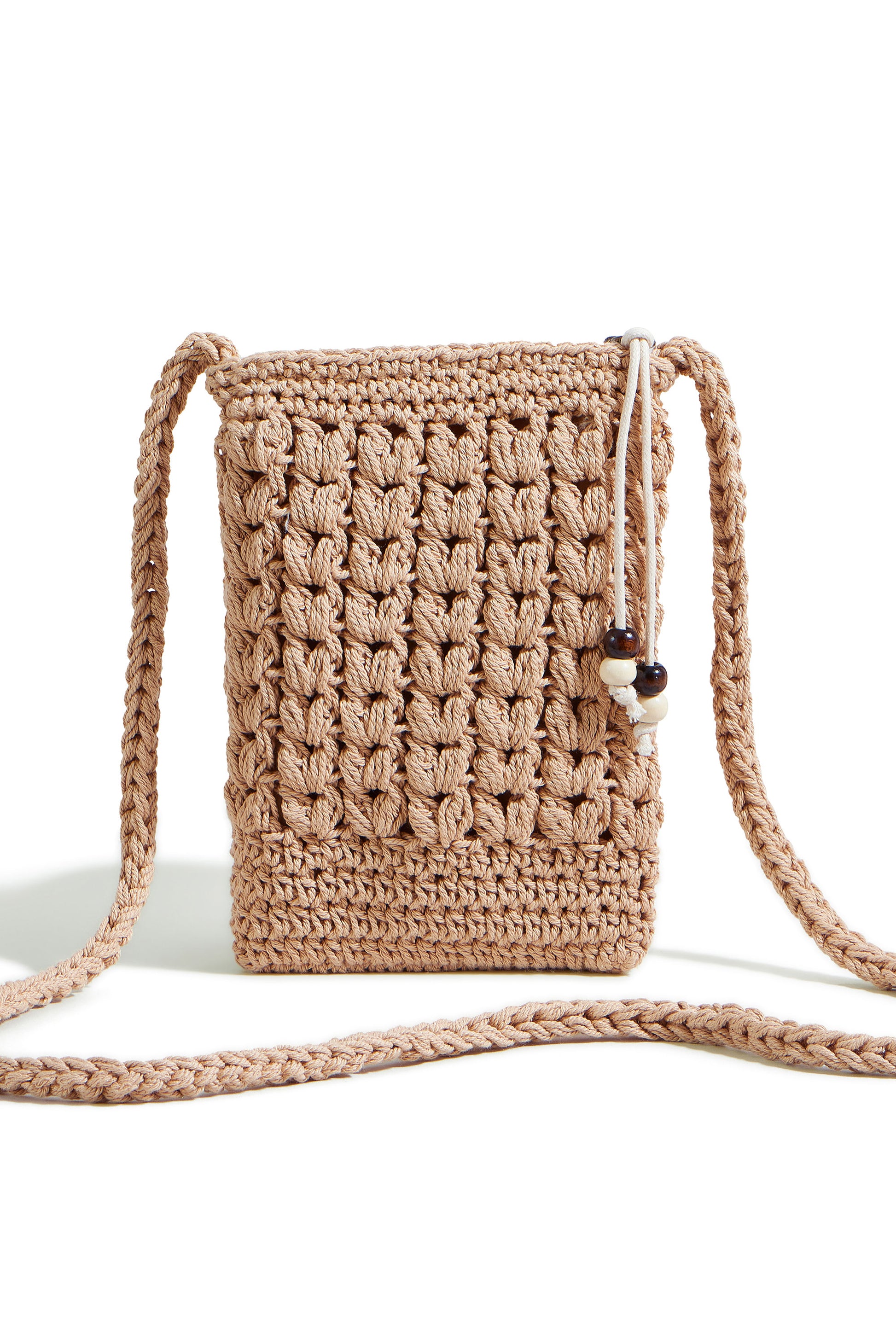 Yumi Brown Crochet Small Cross Body ACC BAGS Yumi