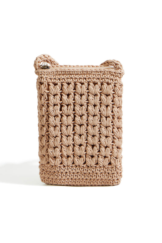 Yumi Brown Crochet Small Cross Body ACC BAGS Yumi