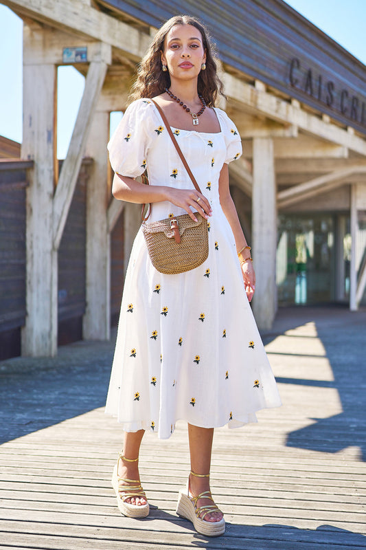 Yumi Brown Woven Rattan Handbag With Buckle ACC BAGS Yumi