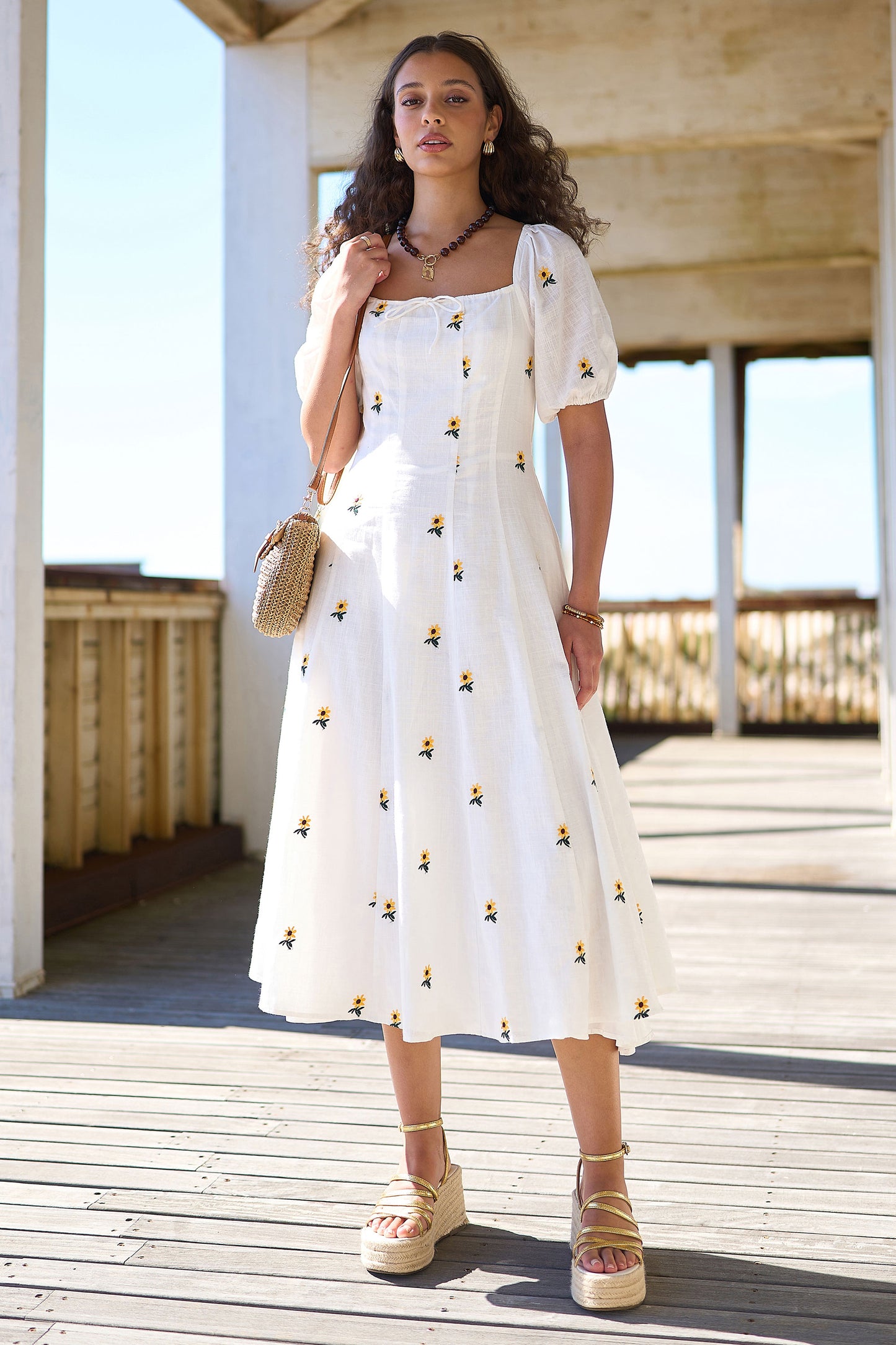 Yumi Brown Woven Rattan Handbag With Buckle ACC BAGS Yumi