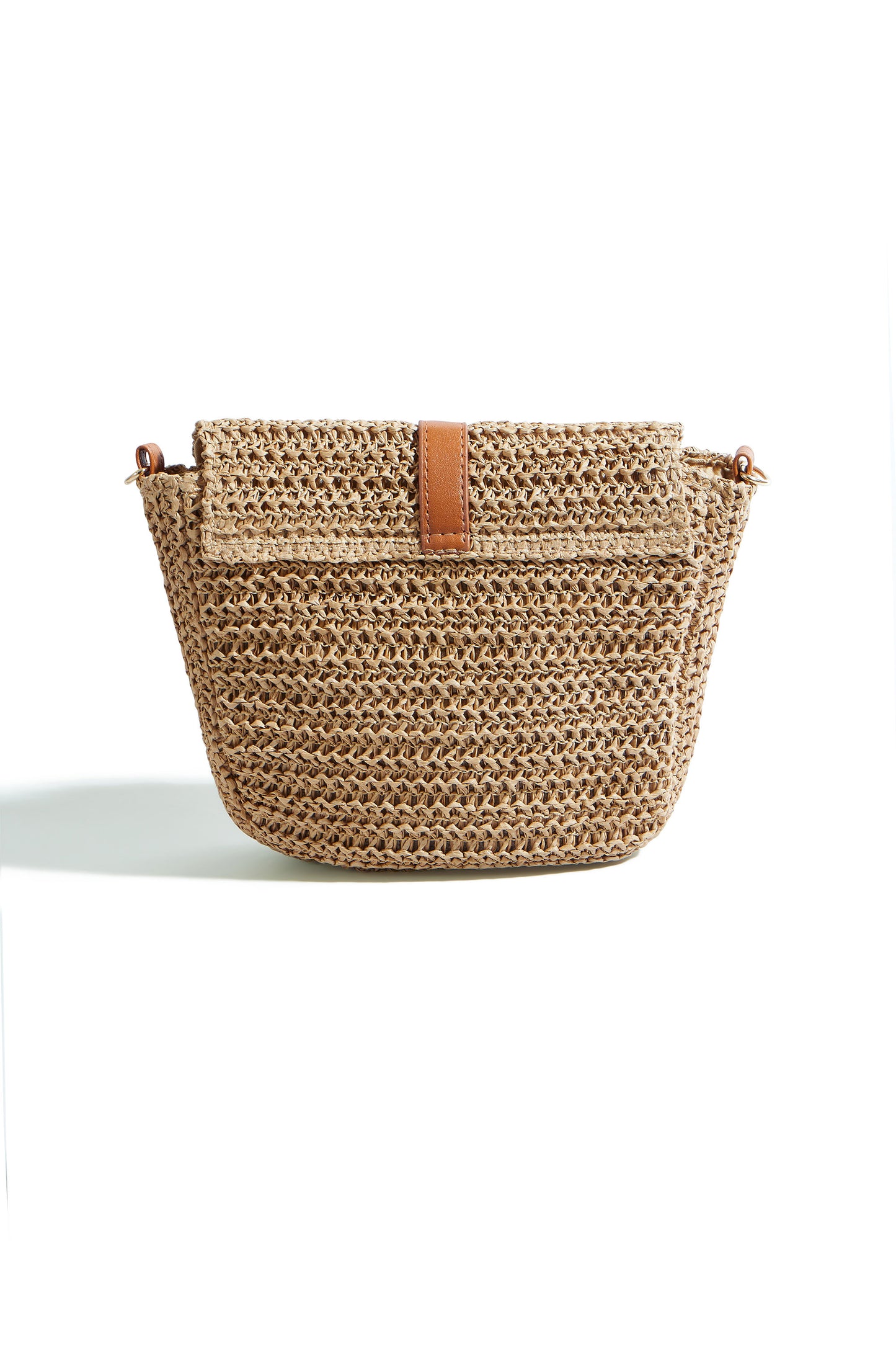 Yumi Brown Woven Rattan Handbag With Buckle ACC BAGS Yumi
