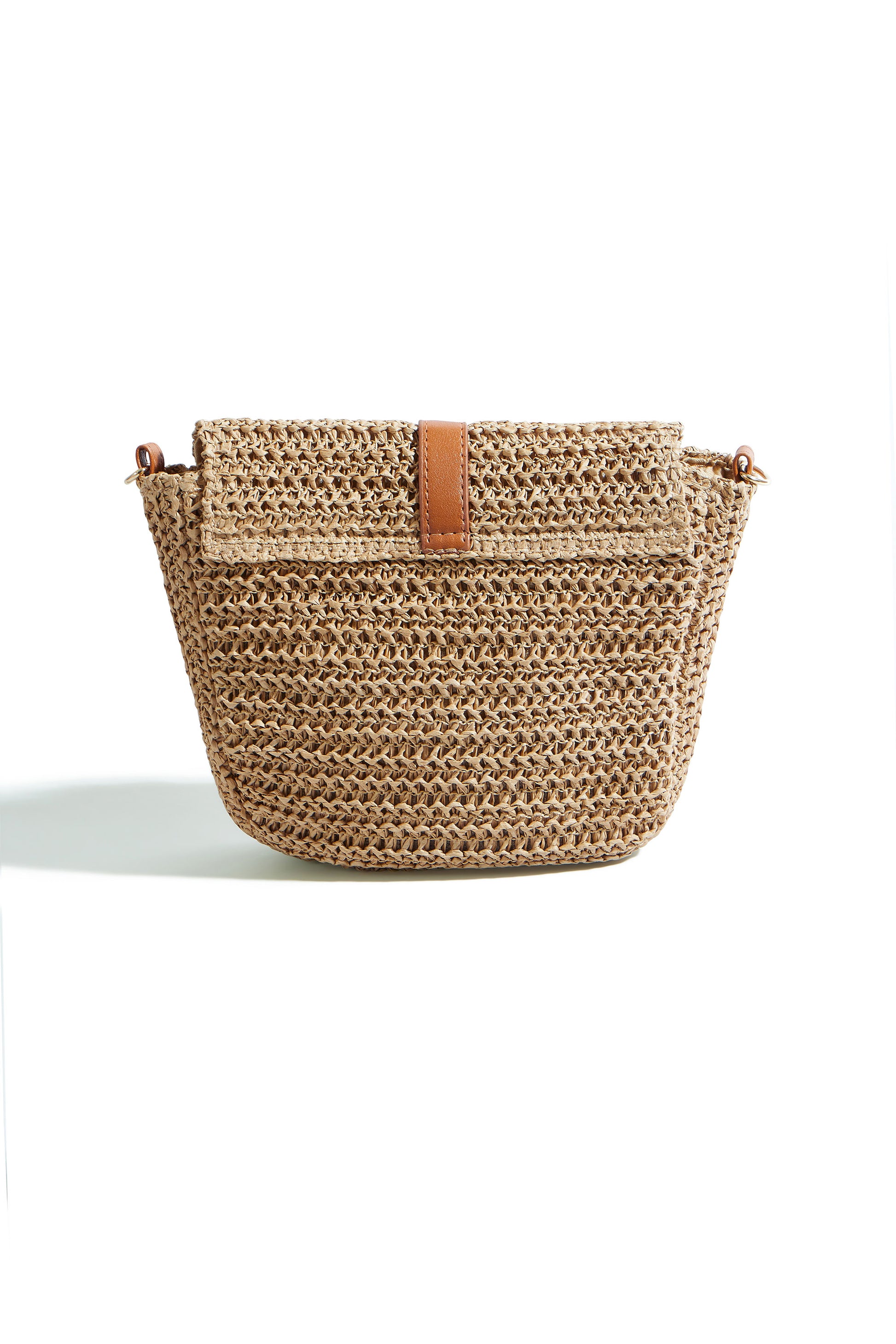Yumi Brown Woven Rattan Handbag With Buckle ACC BAGS Yumi