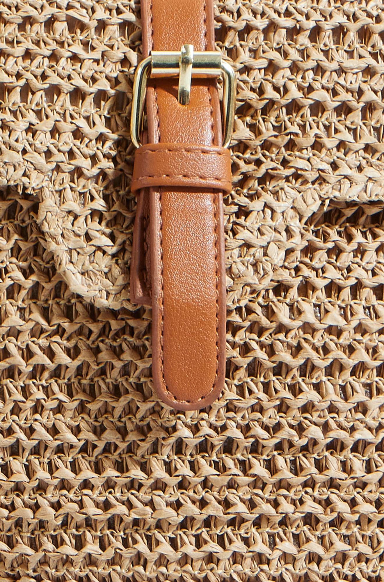 Yumi Brown Woven Rattan Handbag With Buckle ACC BAGS Yumi