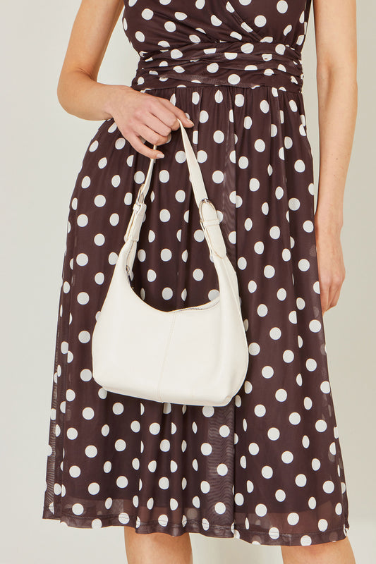 Yumi Ivory Shoulder Scoop Bag With Buckle ACC BAGS Yumi