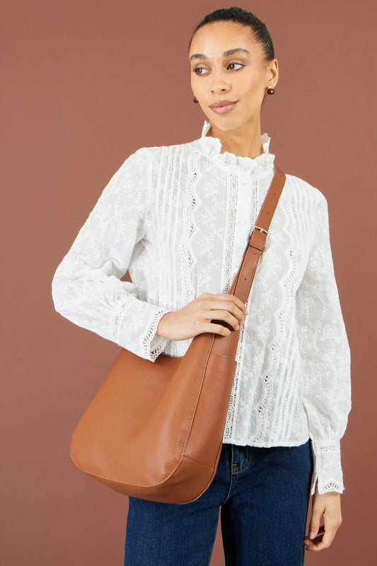 Yumi Brown Shoulder Bag With Detachable Inside Purse ACC BAGS Yumi