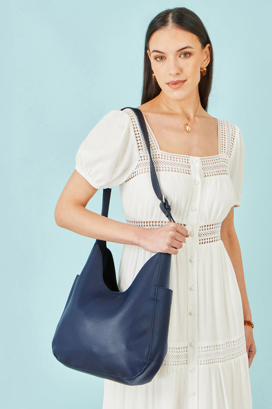 Yumi Navy Shoulder Bag With Detachable Inside Purse ACC BAGS Yumi