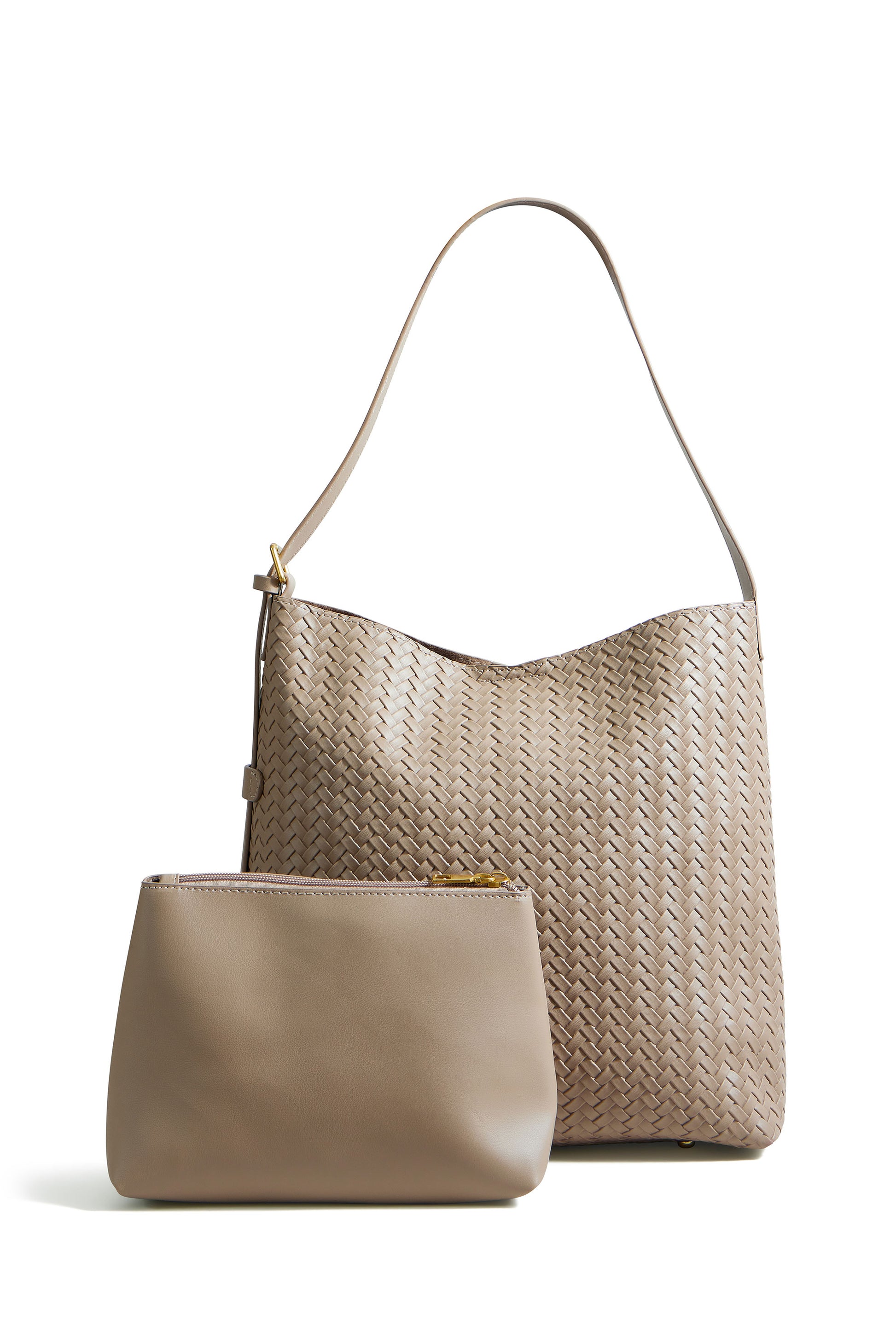 Yumi Stone Woven Shoulder Bag With Detachable Inside Purse ACC BAGS Yumi