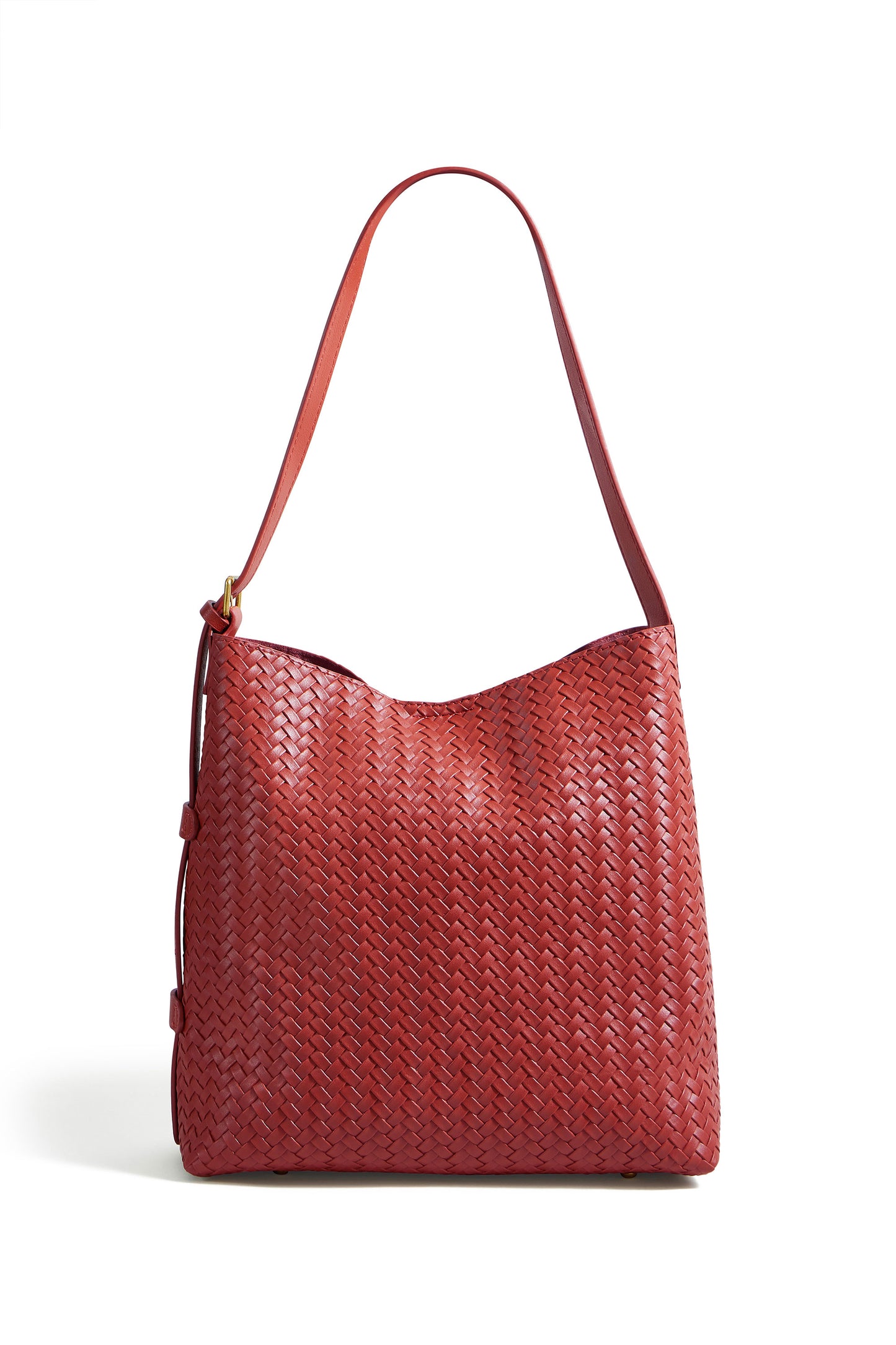 Yumi Red Woven Shoulder Bag With Detachable Inside Purse