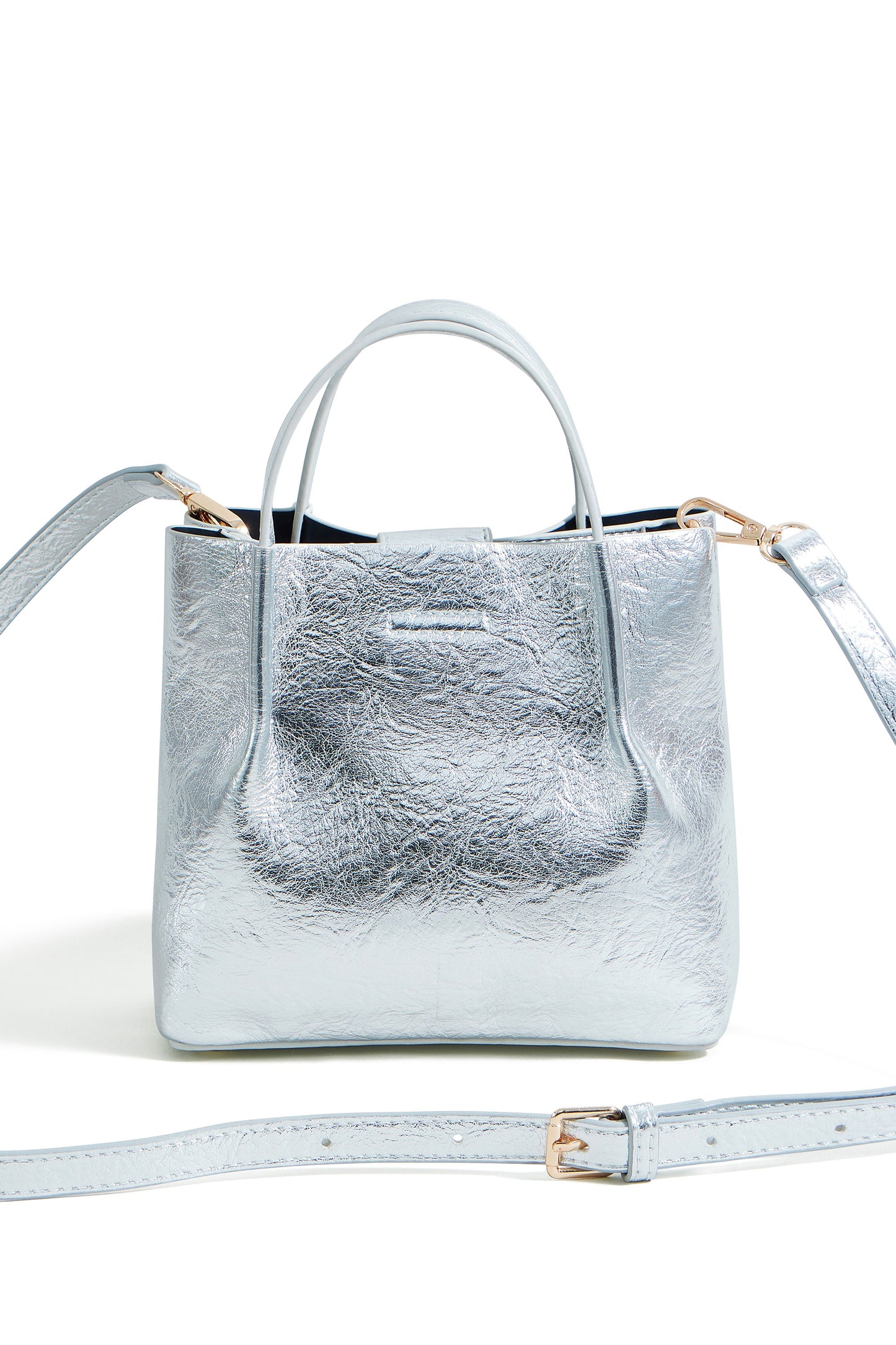 Yumi Silver Metallic Small Tote Bag ACC BAGS Yumi