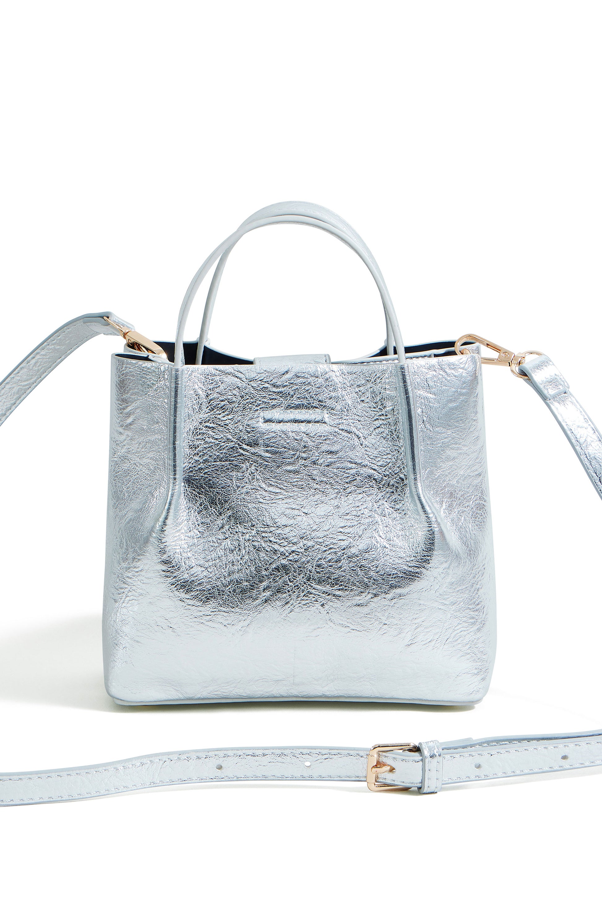 Yumi Silver Metallic Small Tote Bag ACC BAGS Yumi