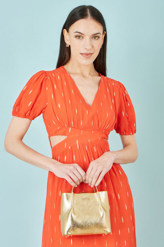 Yumi Gold Metallic Small Tote Bag