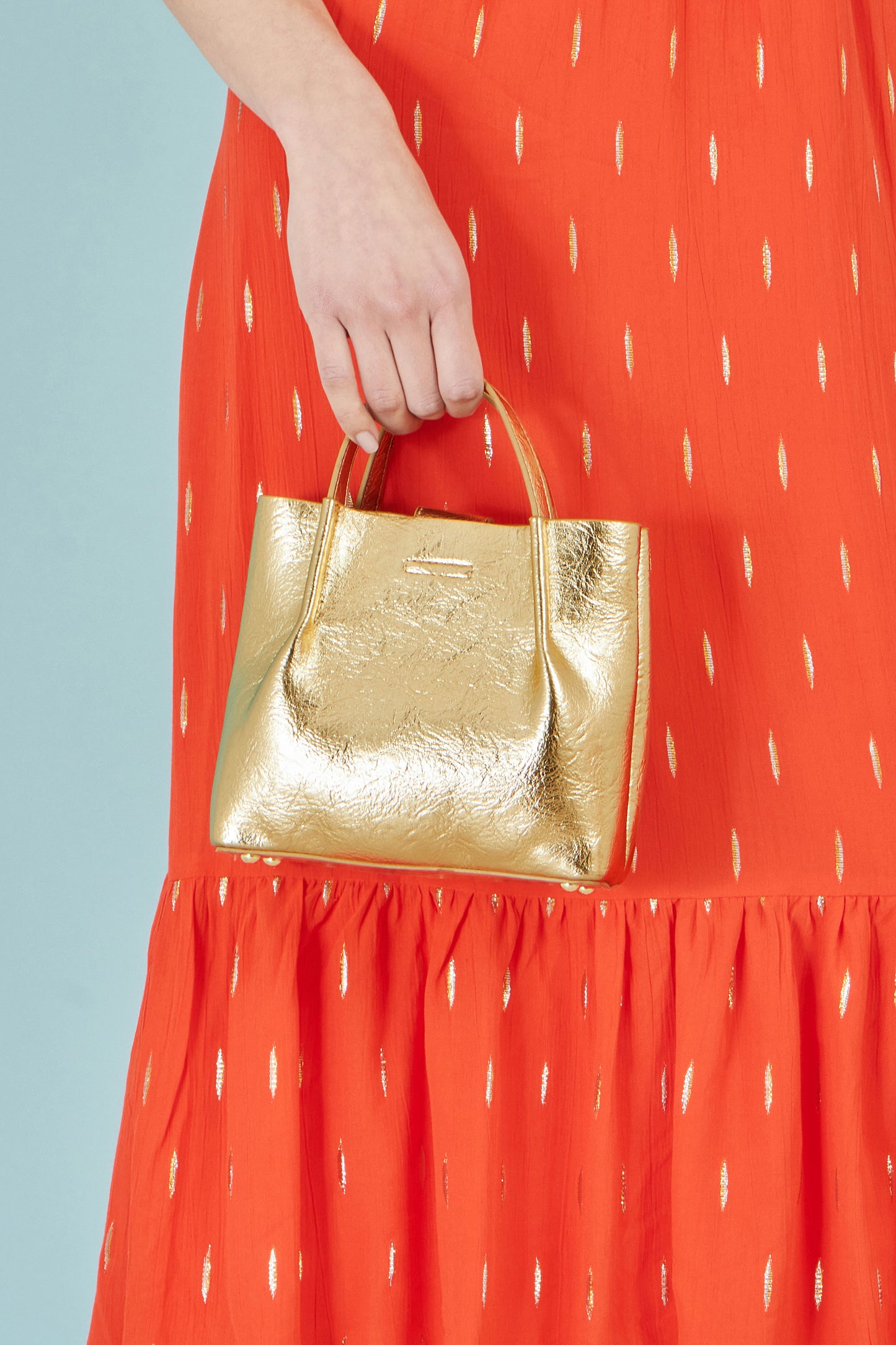 Yumi Gold Metallic Small Tote Bag ACC BAGS Yumi
