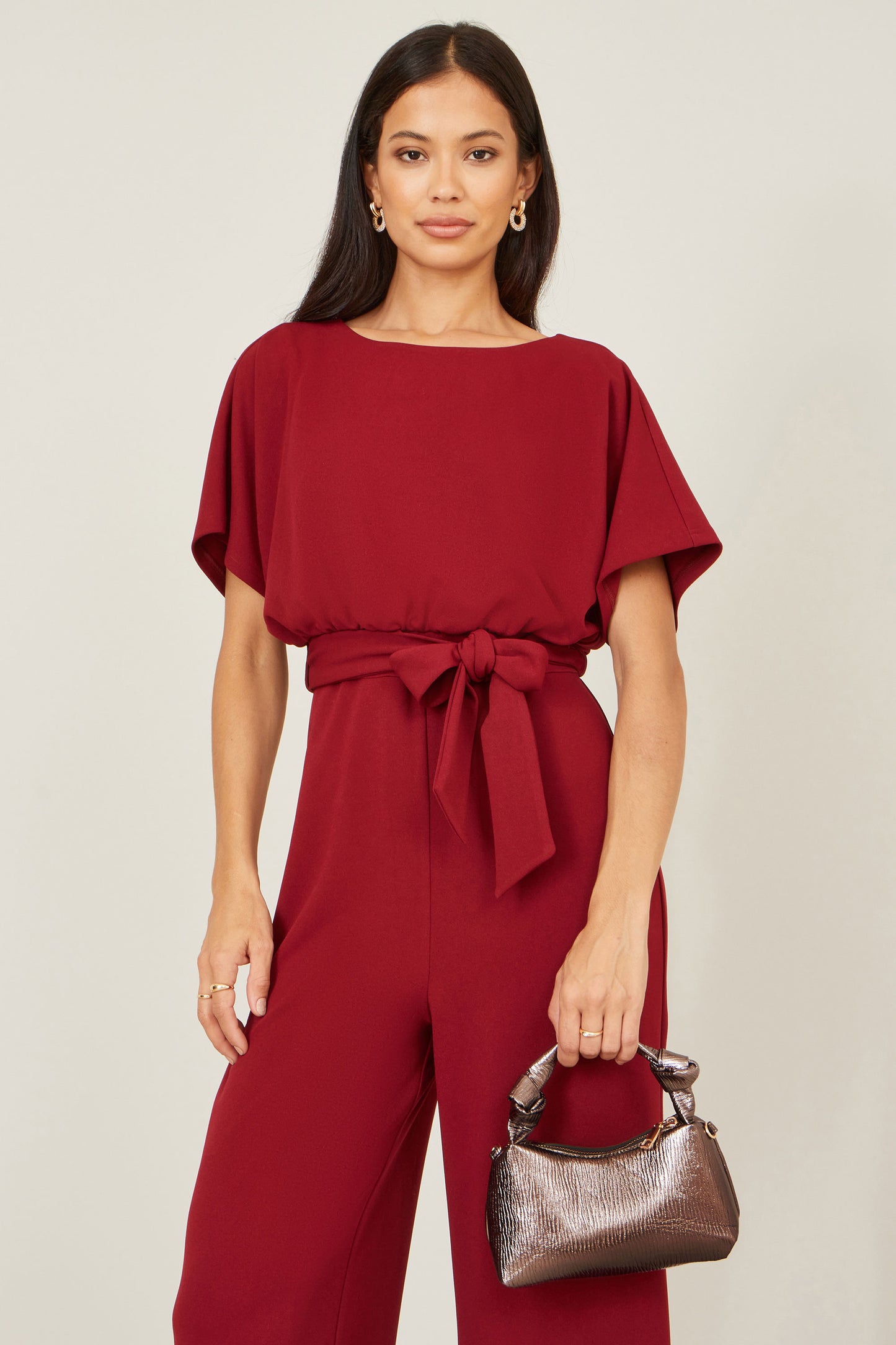 Yumi Pewter Textured Small Knot Handle Handbag