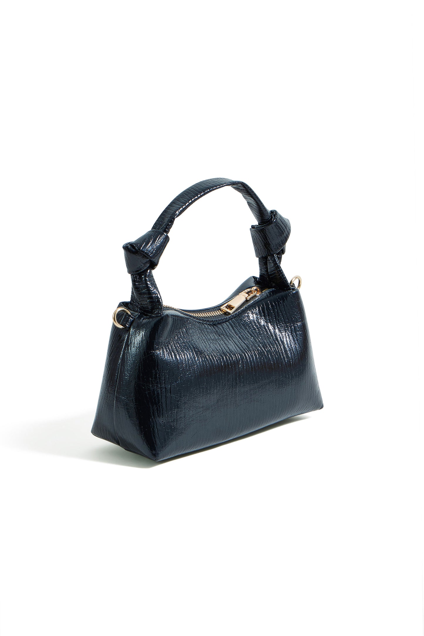 Yumi Black Textured Small Knot Handle Handbag ACC BAGS Yumi