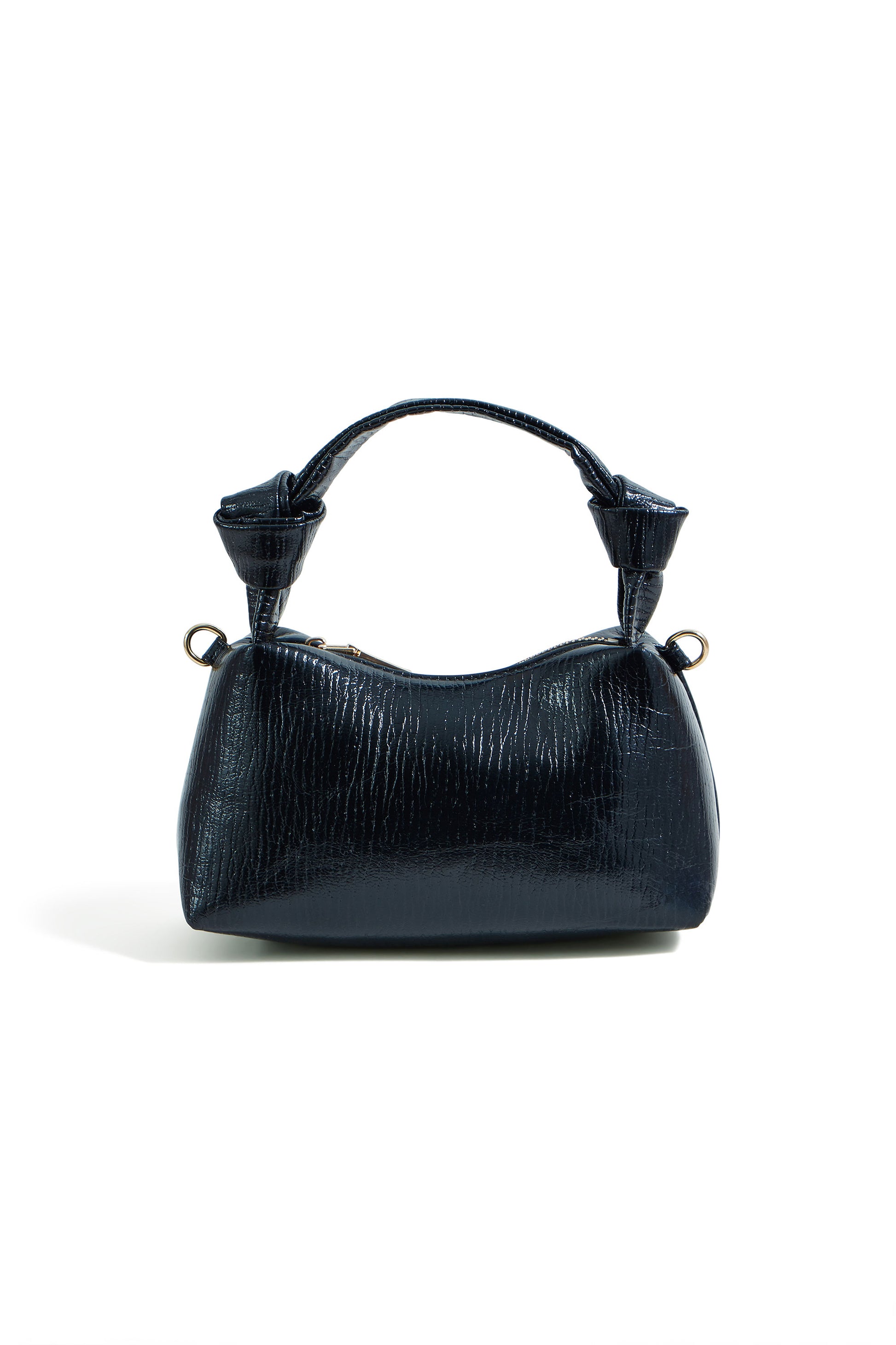 Yumi Black Textured Small Knot Handle Handbag ACC BAGS Yumi