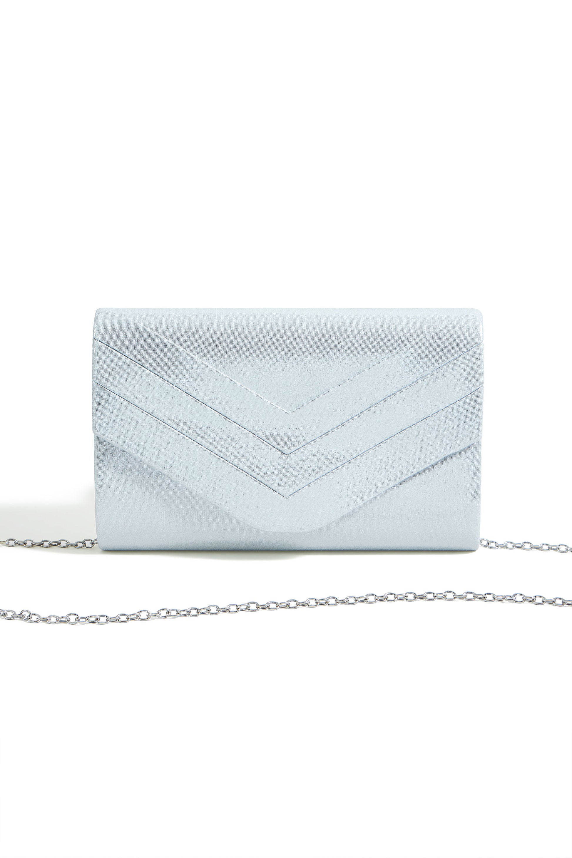 Yumi Silver Shimmer Envelope Clutch Bag ACC BAGS Yumi