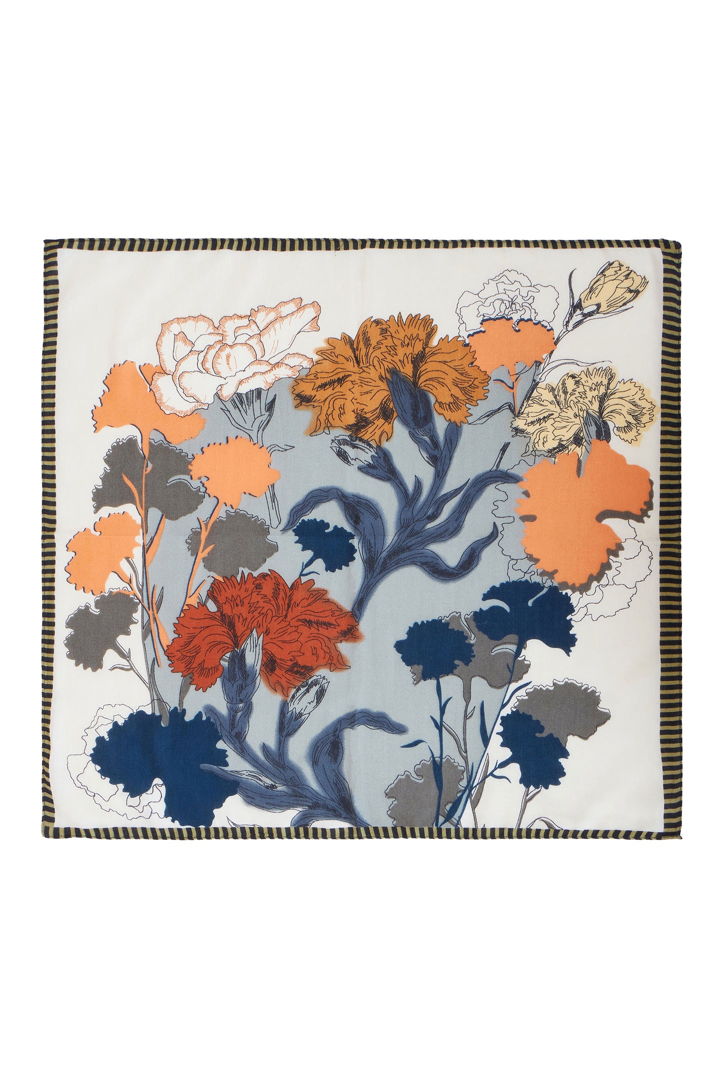 Yumi Blue Viscose Placement Floral Scarf ACC SCARF Yumi