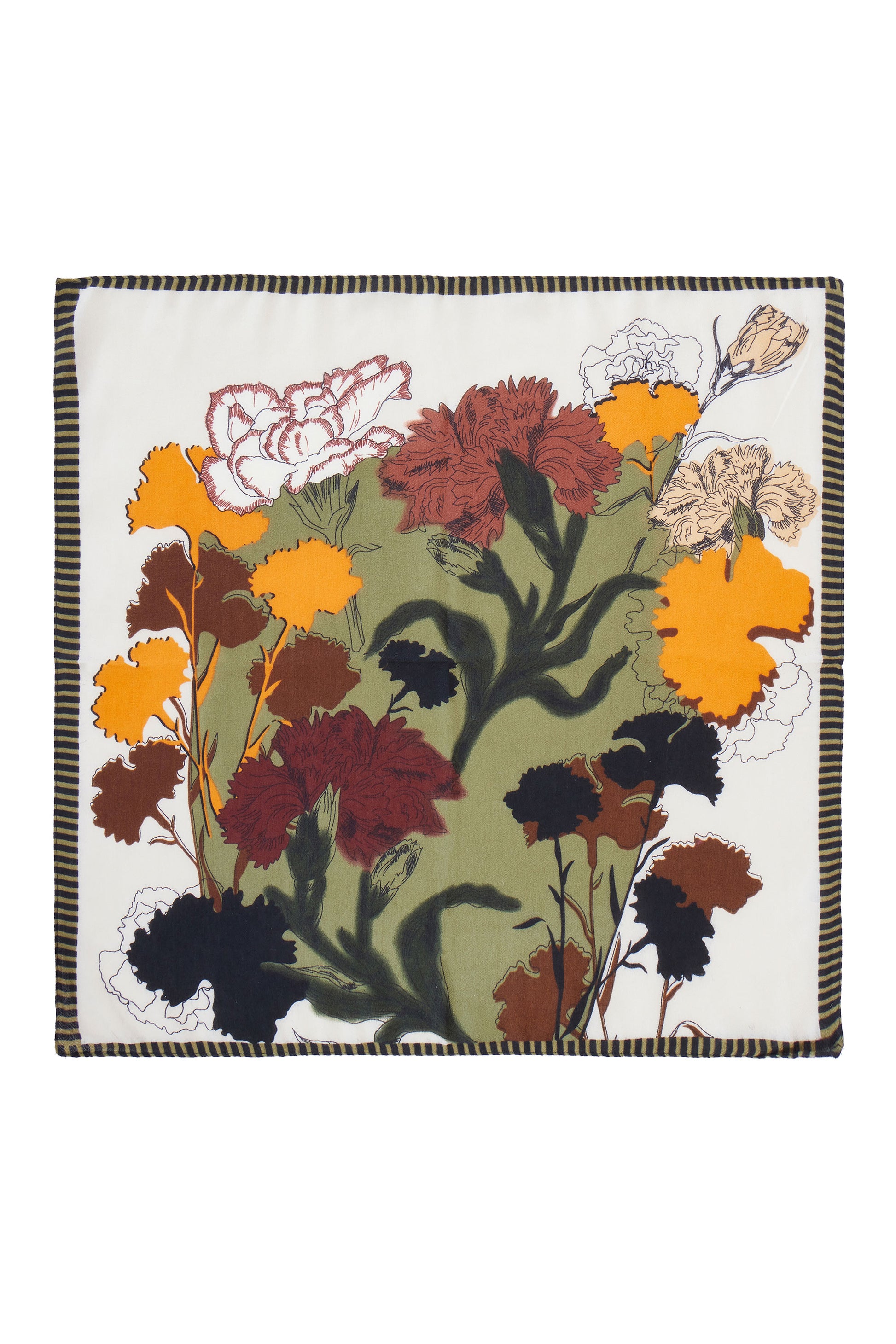 Yumi Green Viscose Placement Floral Scarf ACC SCARF Yumi