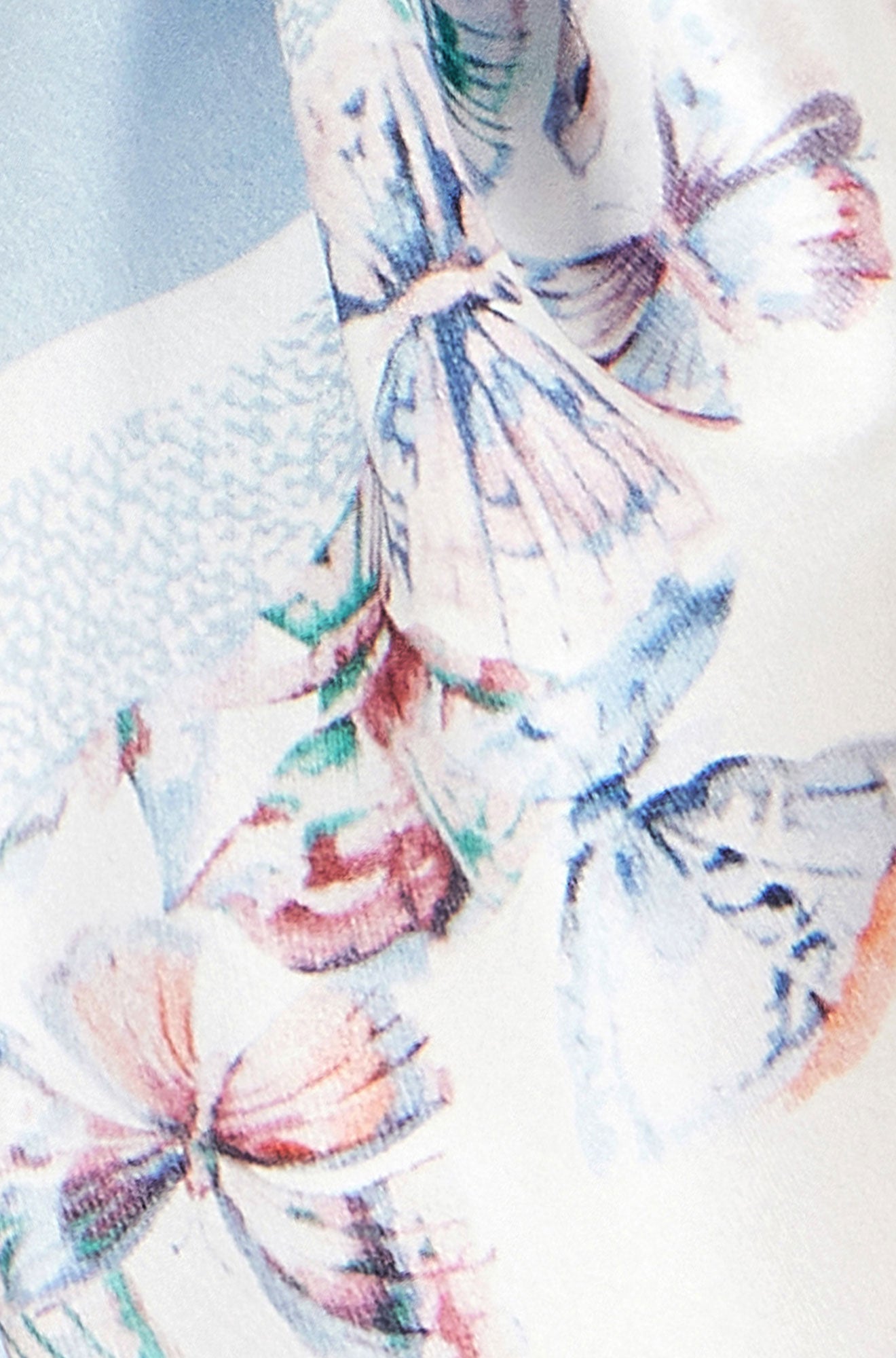 Yumi Blue 100% Silk Butterfly Placement Silk Scarf ACC SCARF Yumi