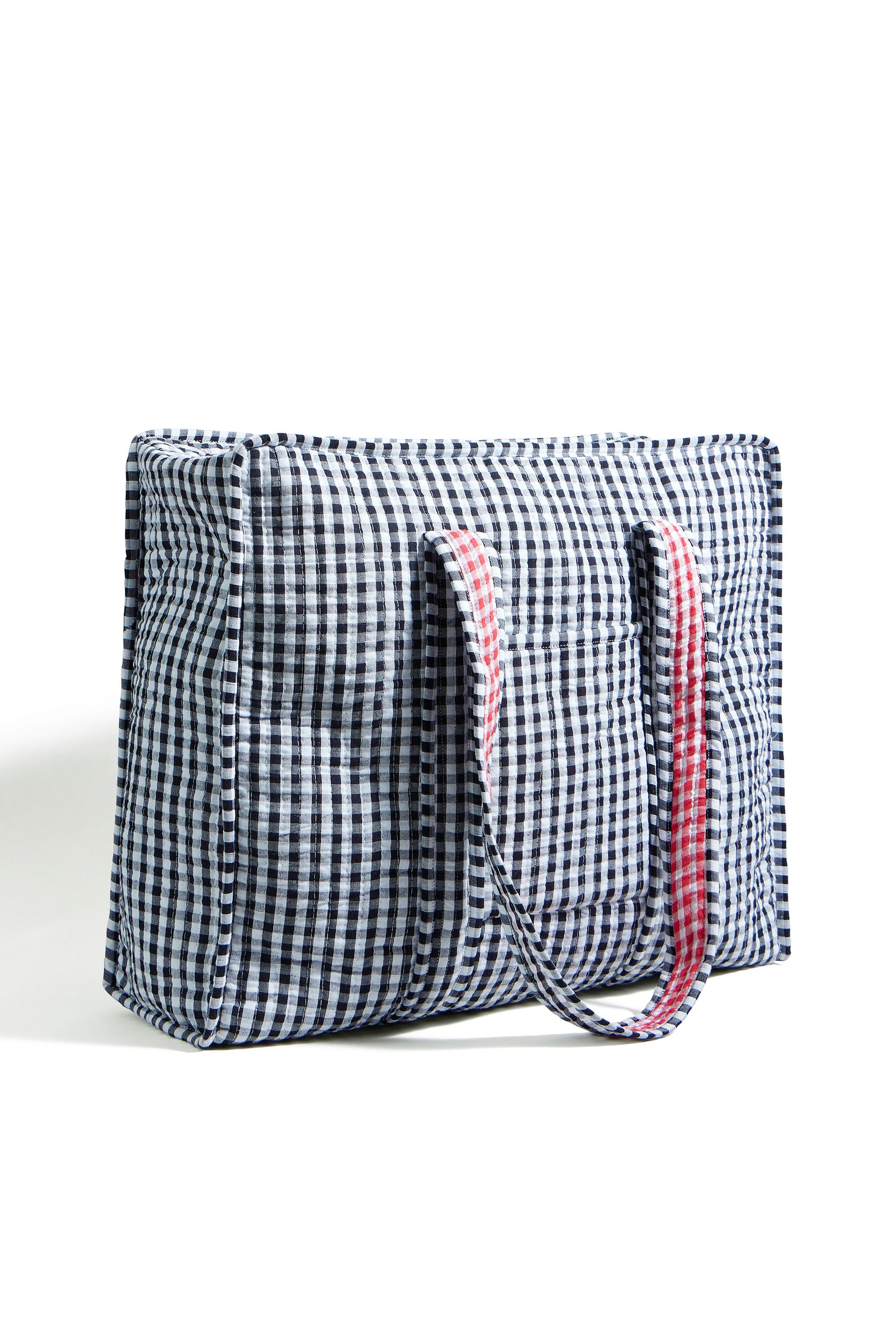 Yumi Black Gingham Quilted Shopper Bag ACC BAGS Yumi