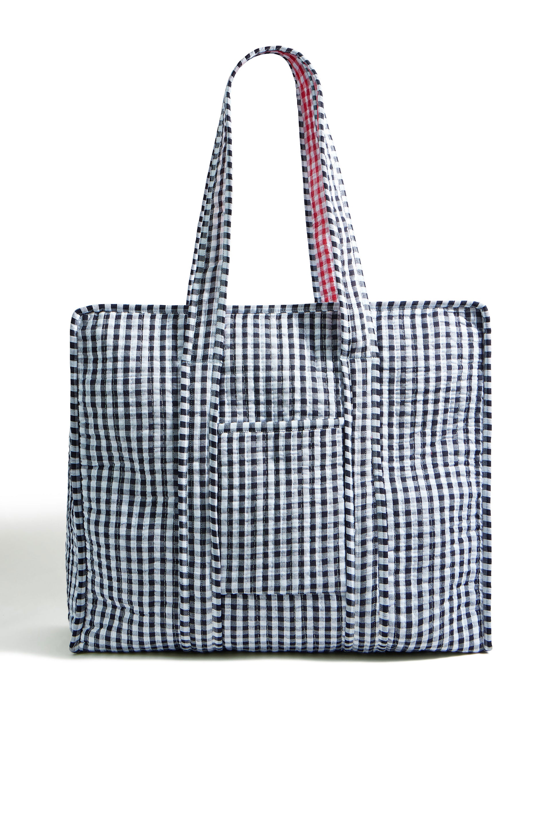 Yumi Black Gingham Quilted Shopper Bag ACC BAGS Yumi
