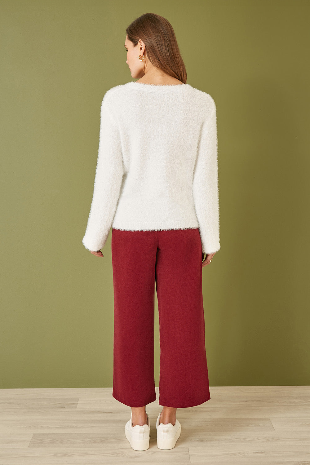 Yumi Ivory Sequin Snowflake Fluffy Jumper Knit Xmas Jumper Yumi