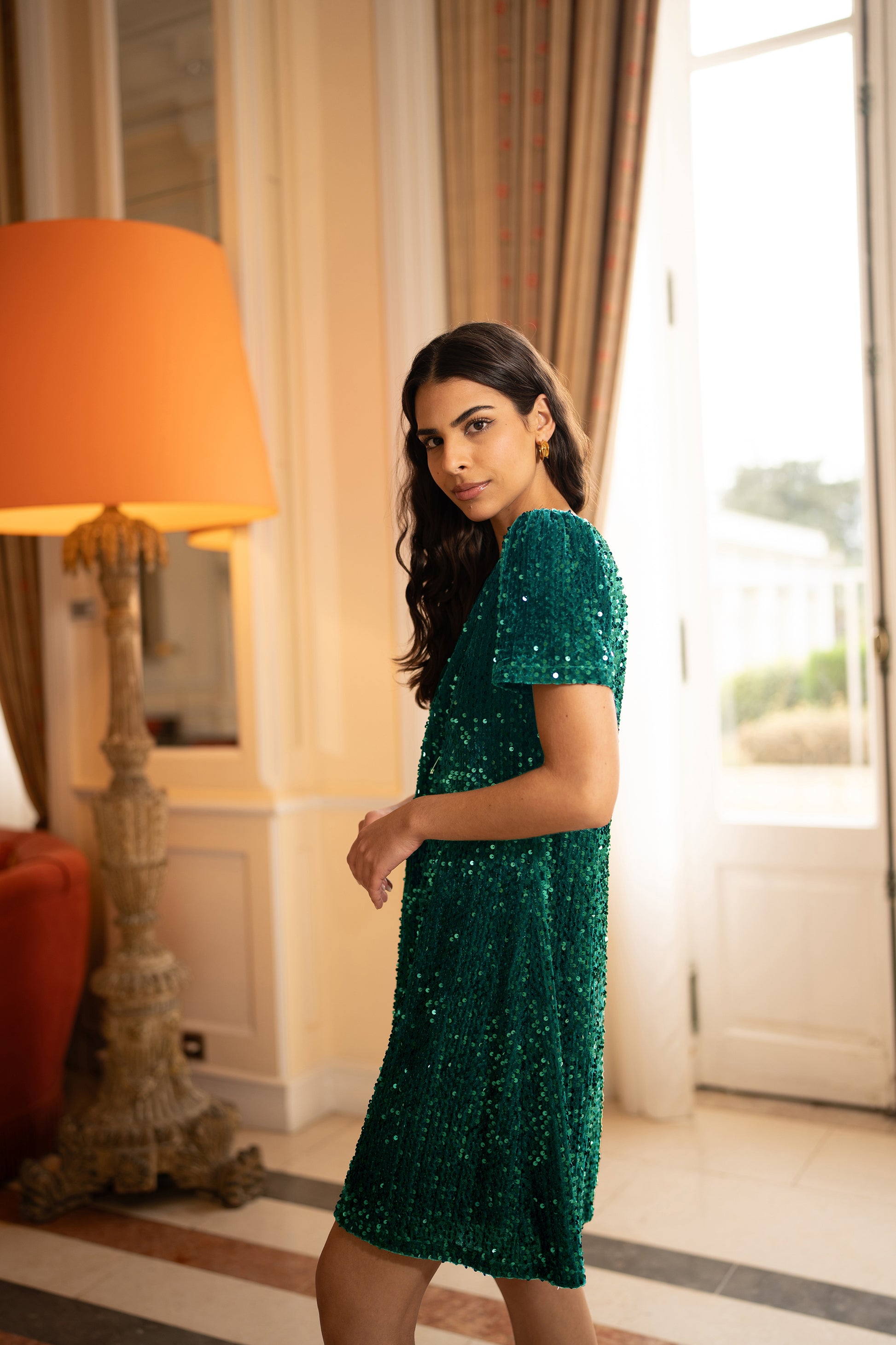 Yumi Green Sequin Tunic Dress Dress Party Yumi