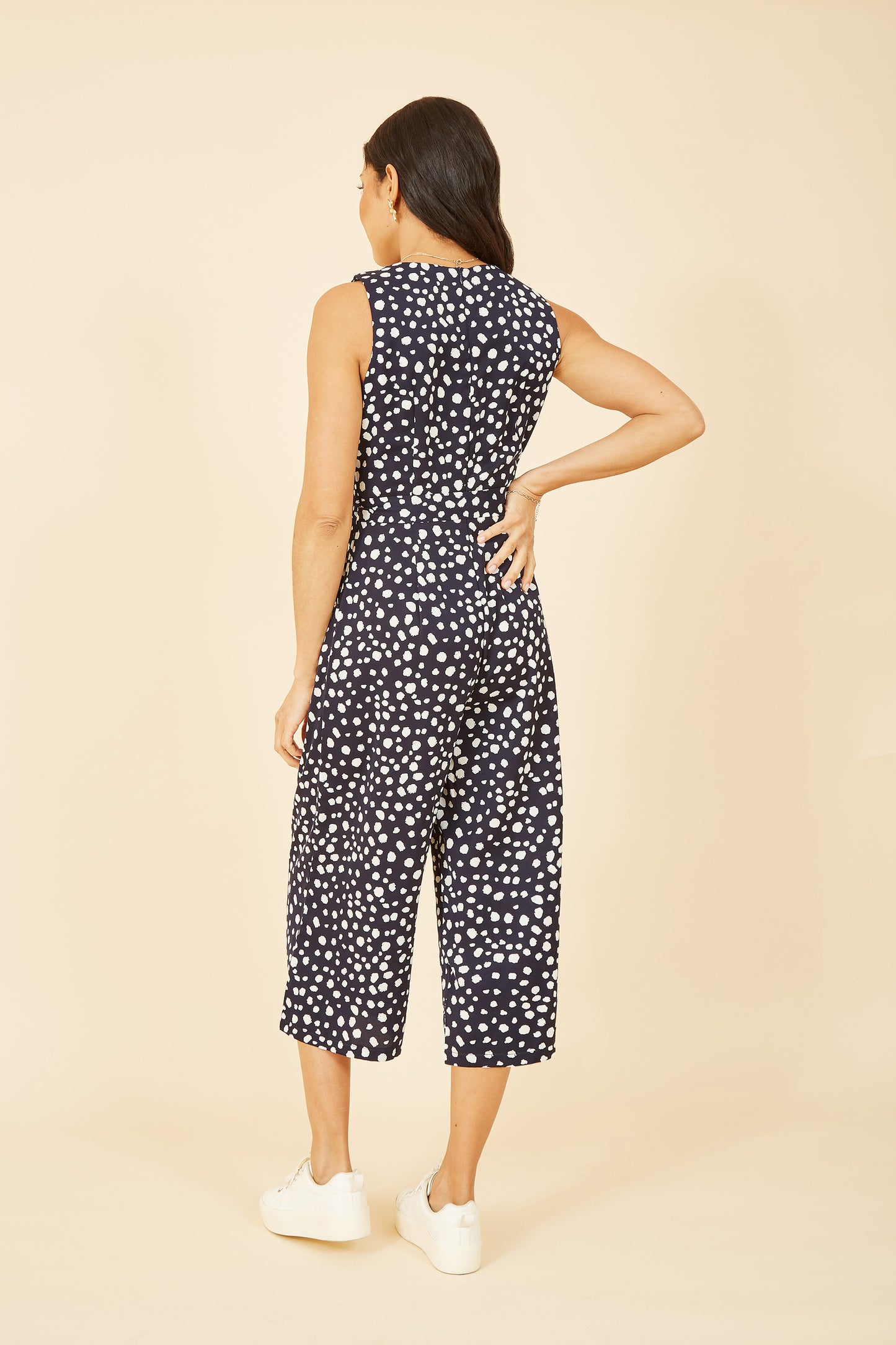 Mela Navy Blotch Print Culotte Jumpsuit Mela