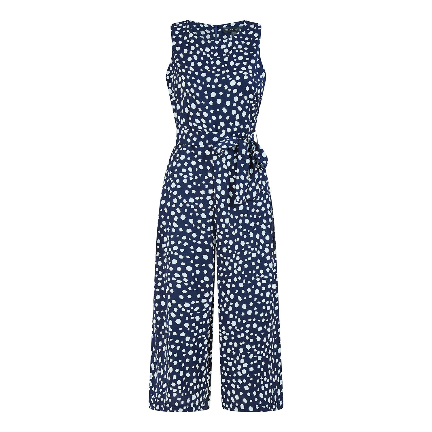 Mela Navy Blotch Print Culotte Jumpsuit Mela