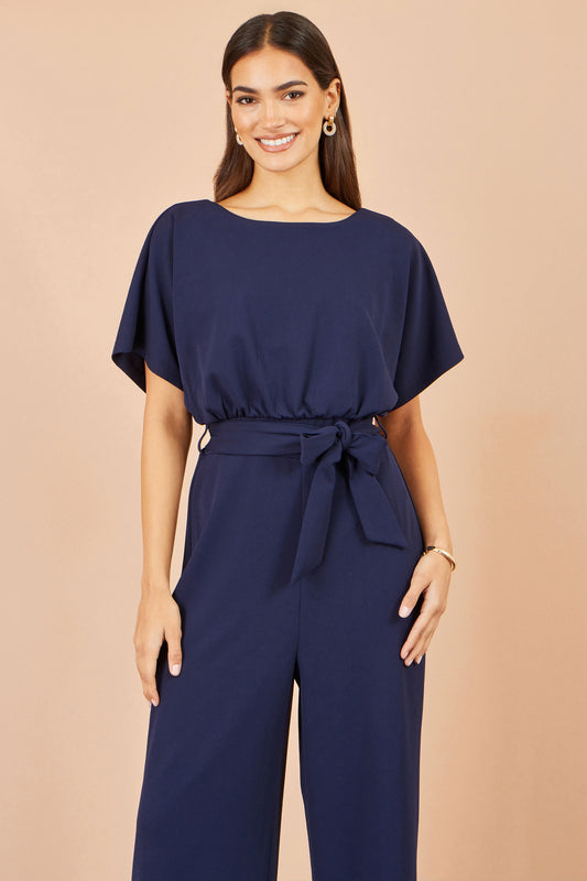 Yumi Navy Batwing Stretch Jumpsuit Jumpsuit Yumi