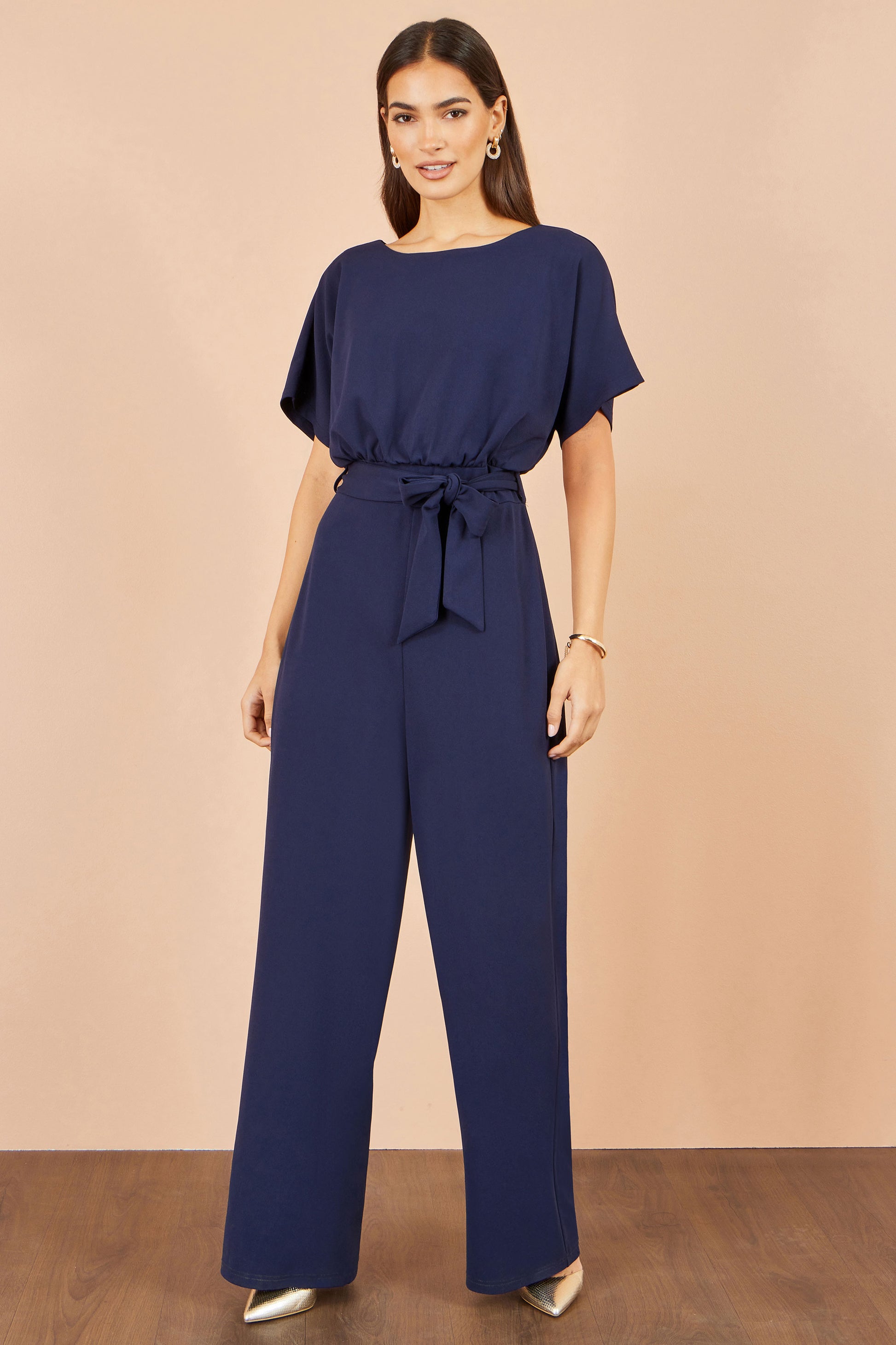 Yumi Navy Batwing Stretch Jumpsuit Jumpsuit Yumi