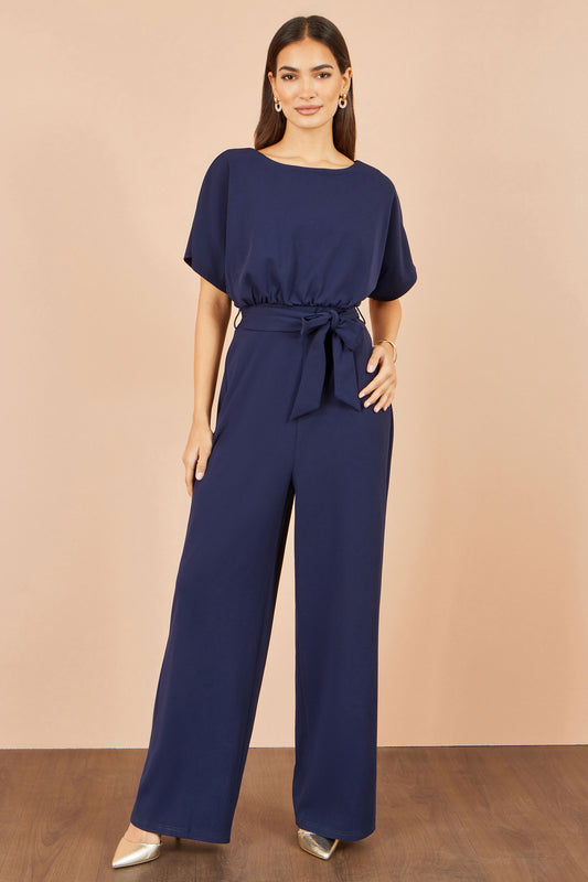 Yumi Navy Batwing Stretch Jumpsuit Jumpsuit Yumi