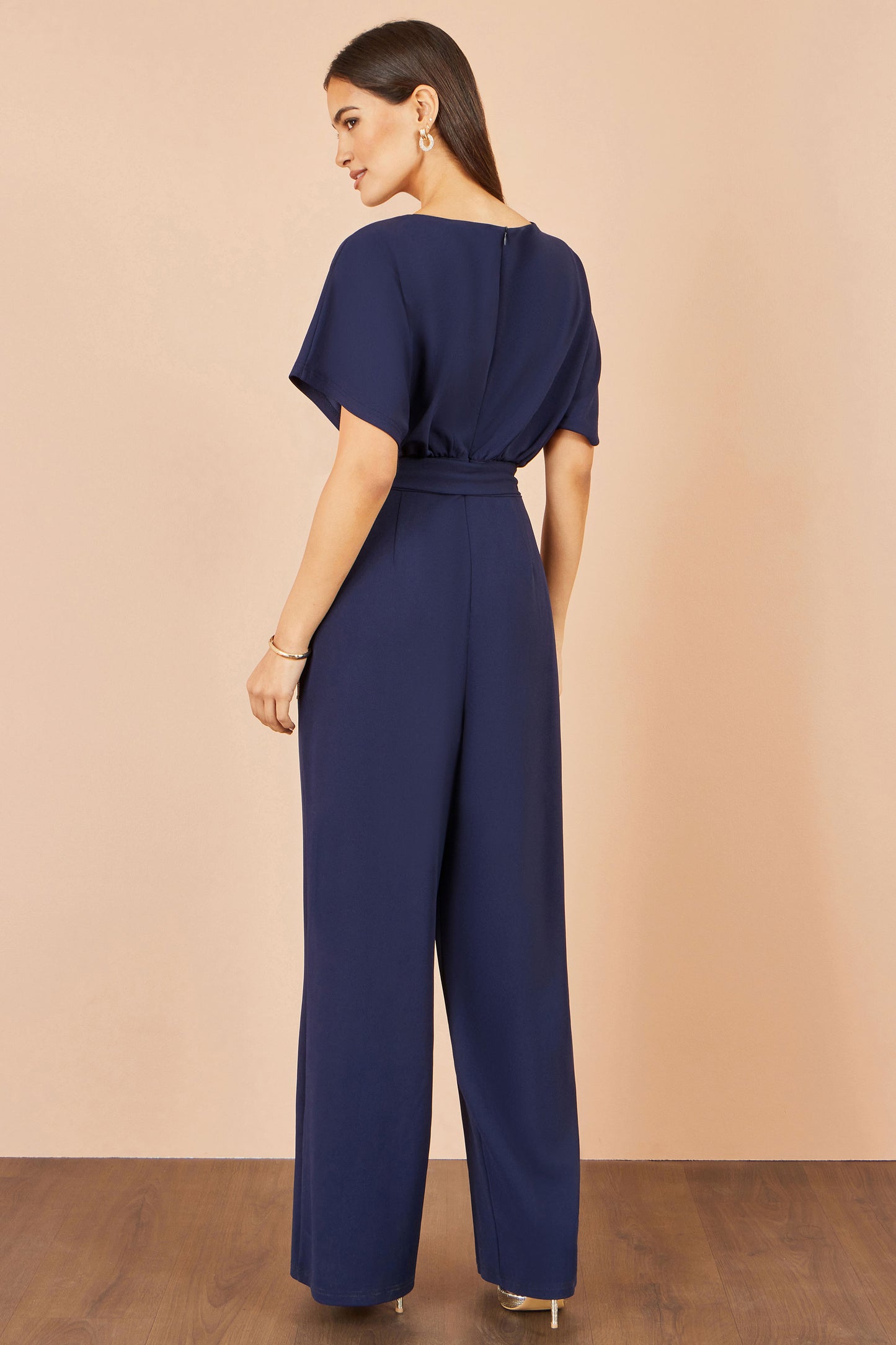Yumi Navy Batwing Stretch Jumpsuit Jumpsuit Yumi