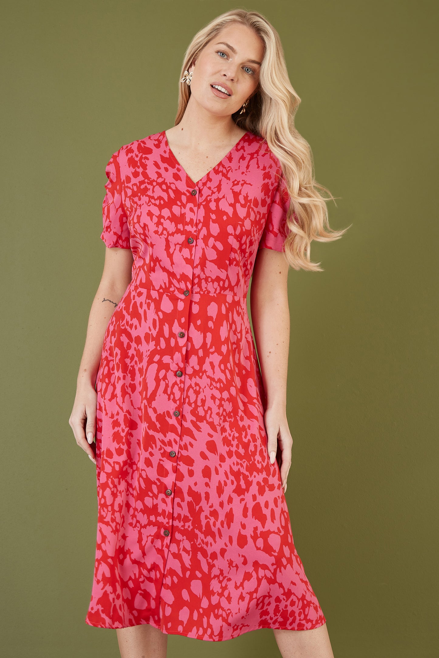 Mela Pink Animal Print Shirt Dress Mela