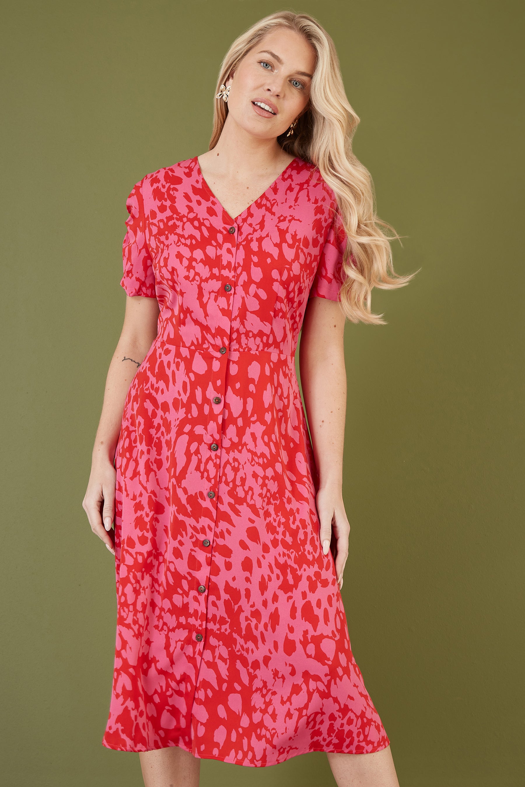 Mela Pink Animal Print Shirt Dress Mela