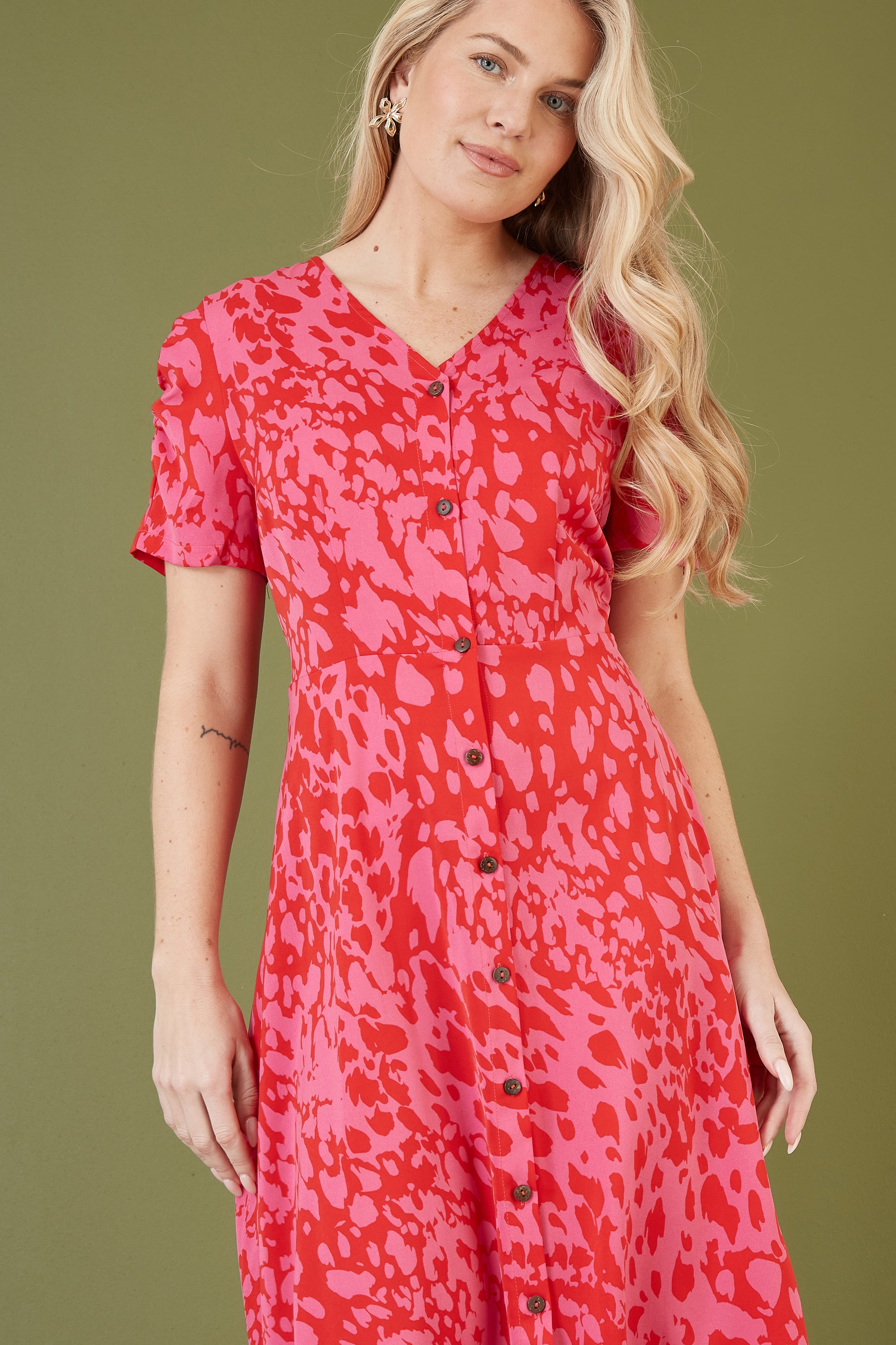 Mela Pink Animal Print Shirt Dress Mela