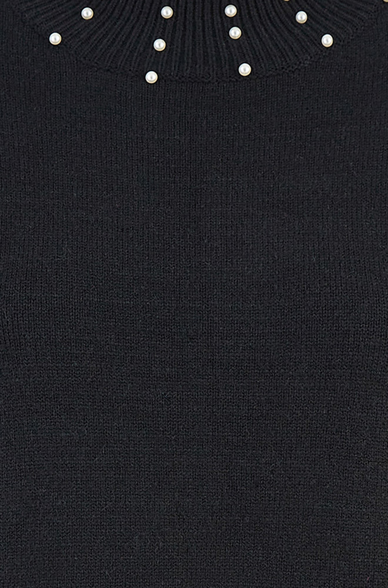 Yumi Black Pearl Detail Knitted Relaxed Jumper Dress Knit Dress Yumi